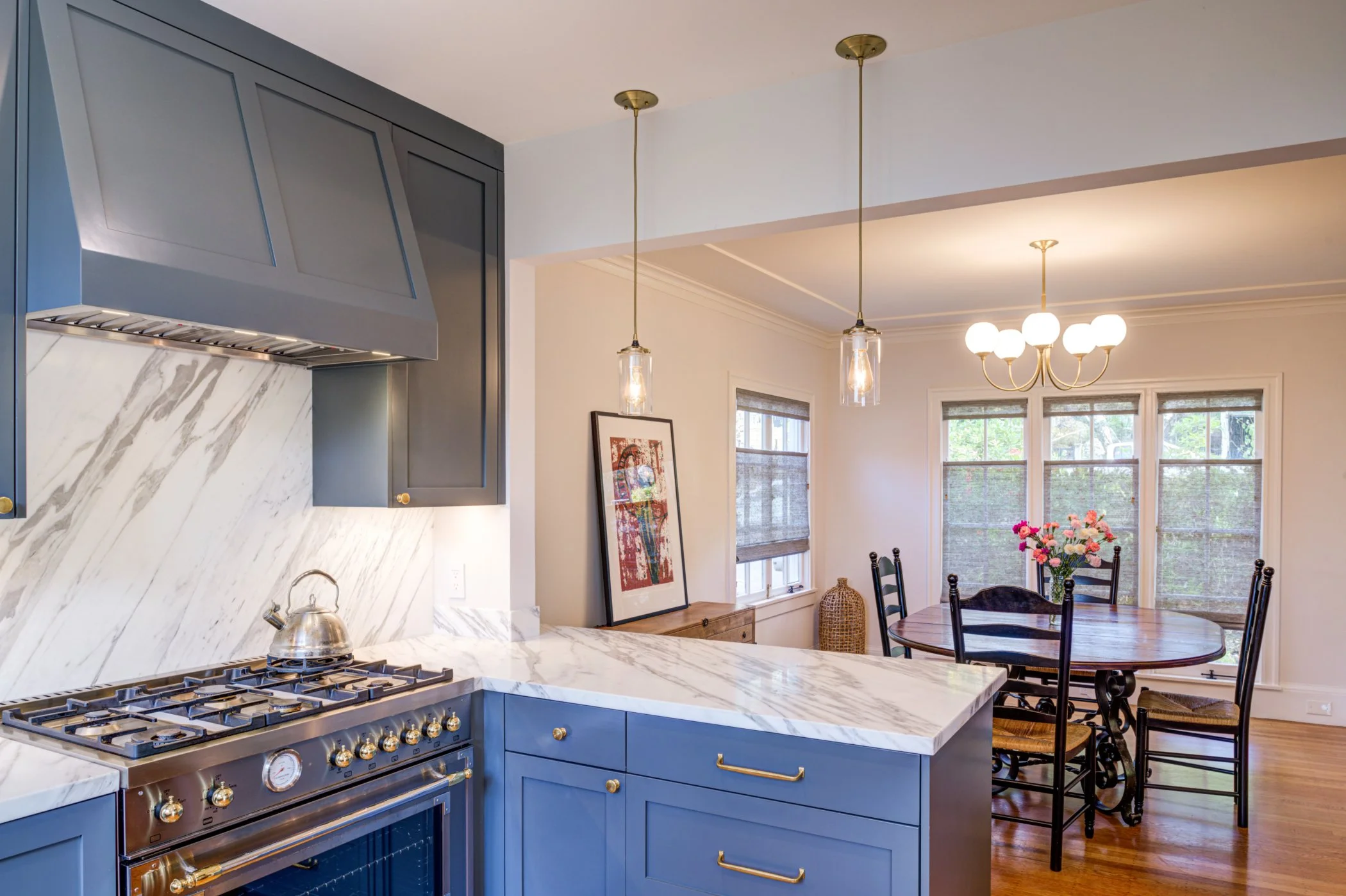 View from kitchen toward dining room showing openness.