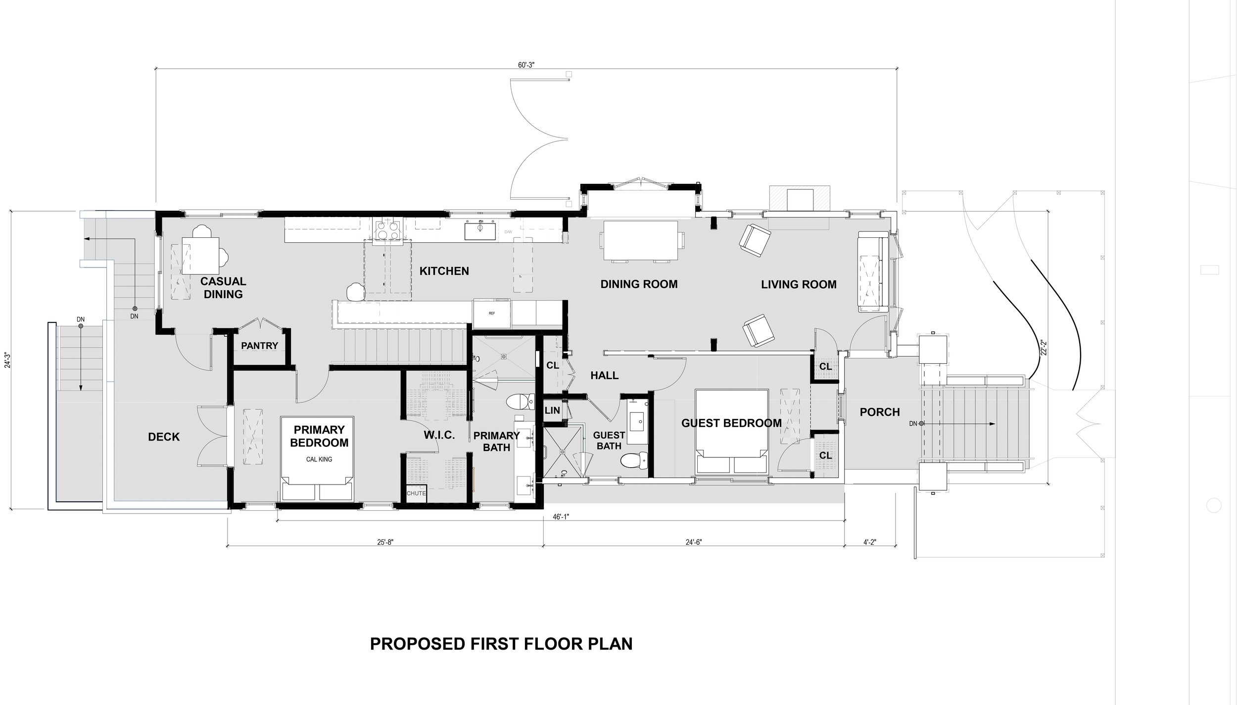 Graphic architectural blue print - proposed floor plan