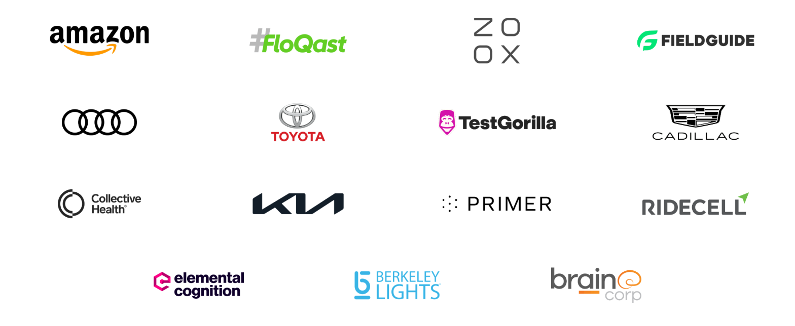 Companies Kyle Cabodi has worked with: Amazon, FloQast, Zoox, Fieldguide, Audi, Toyota, TestGorilla, Cadillac, Collective Health, Kia, Primer, Ridecell, Elemental Cognition, Berkeley Lights and Brain Corp.
