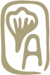 Stylized hand gesture in a dark beige color on a black background