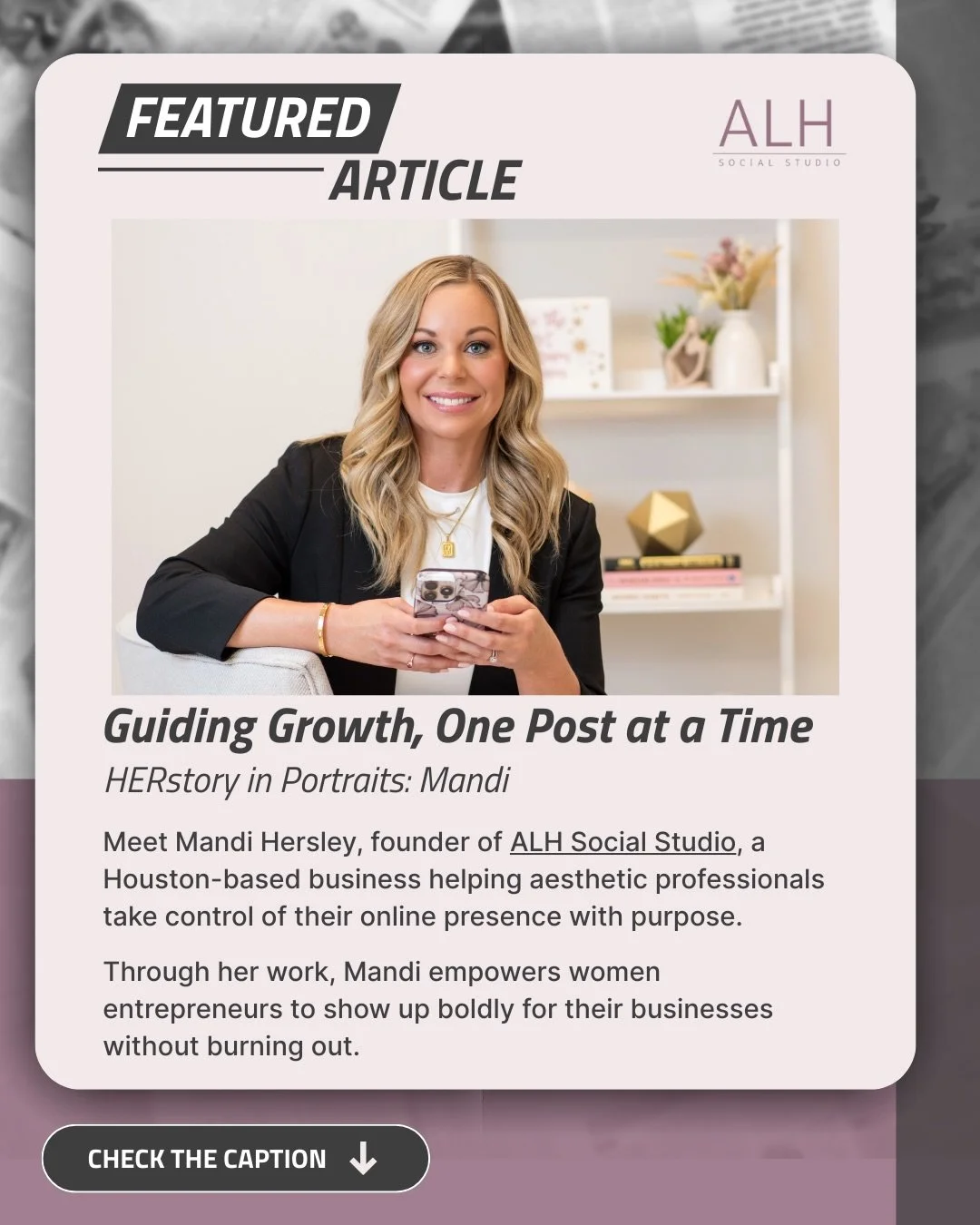 Featured in HERstory in Portraits 🤍

I&rsquo;m incredibly honored to be featured in HERstory in Portraits, sharing the journey behind ALH Social Studio and the passion that drives the work I do for aesthetic and wellness practices every day.

ALH So