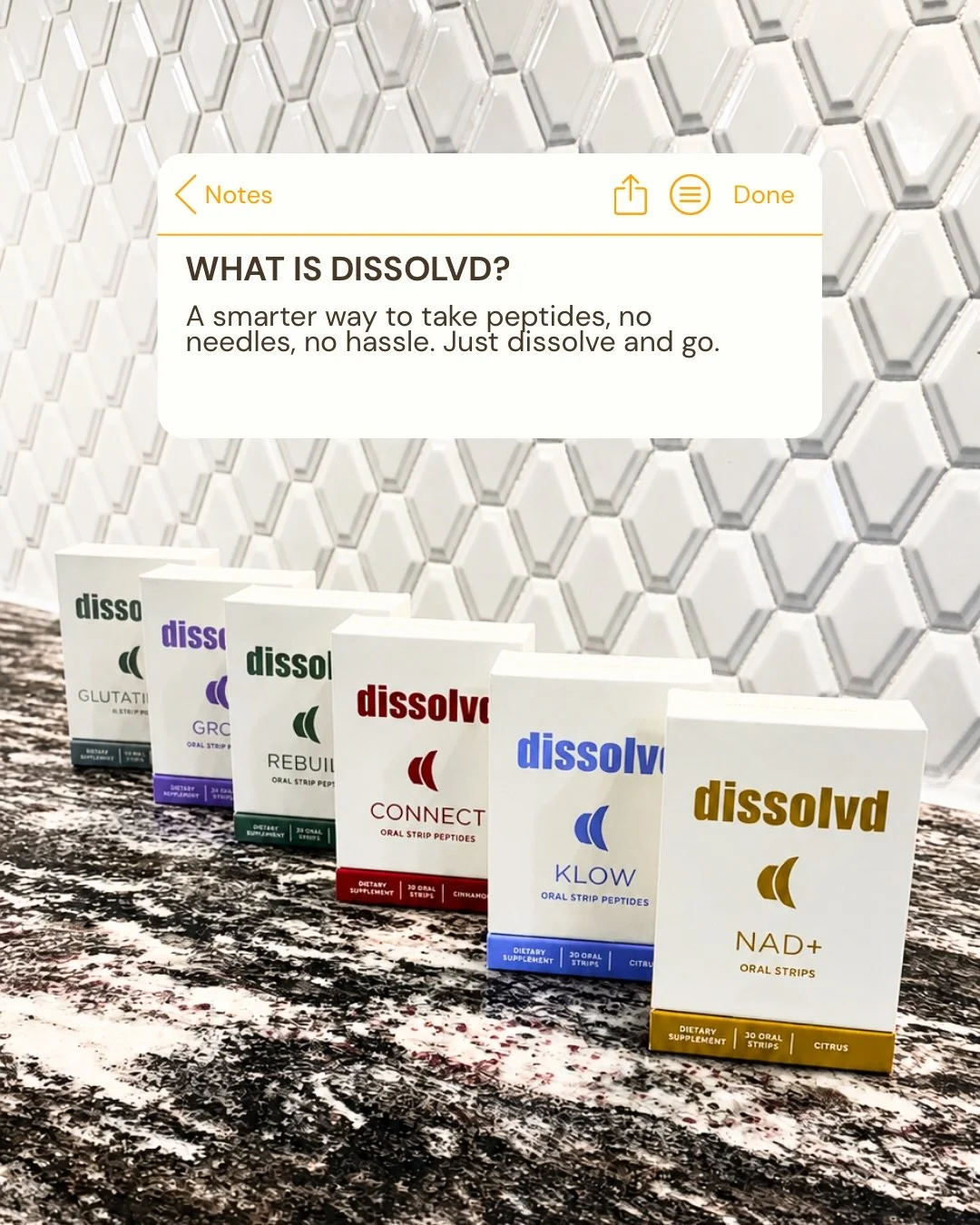 Peptides are evolving, and so is the way we deliver them.

Dissolvd oral strips offer a needle-free approach to peptide therapy.

Designed for absorption through the buccal mucosa, these strips offer an alternative delivery method that bypasses the d