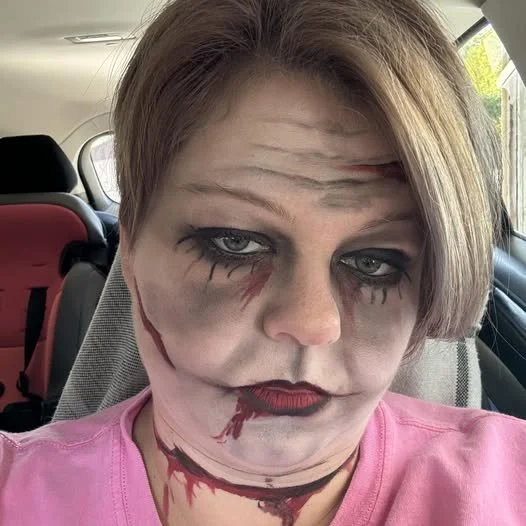 This is ME! Getting ready to paint Faces at Lawrence's Zombie Parade.