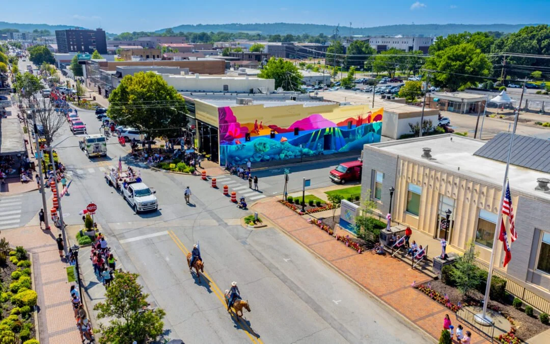 Downtown Springdale Arkansas showcasing mobile detailing services in Springdale