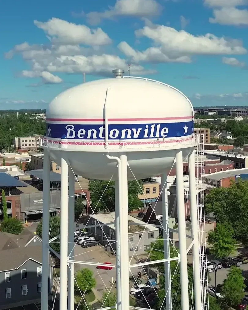 Bentonville water tower showcasing mobile detailing services in Bentonville