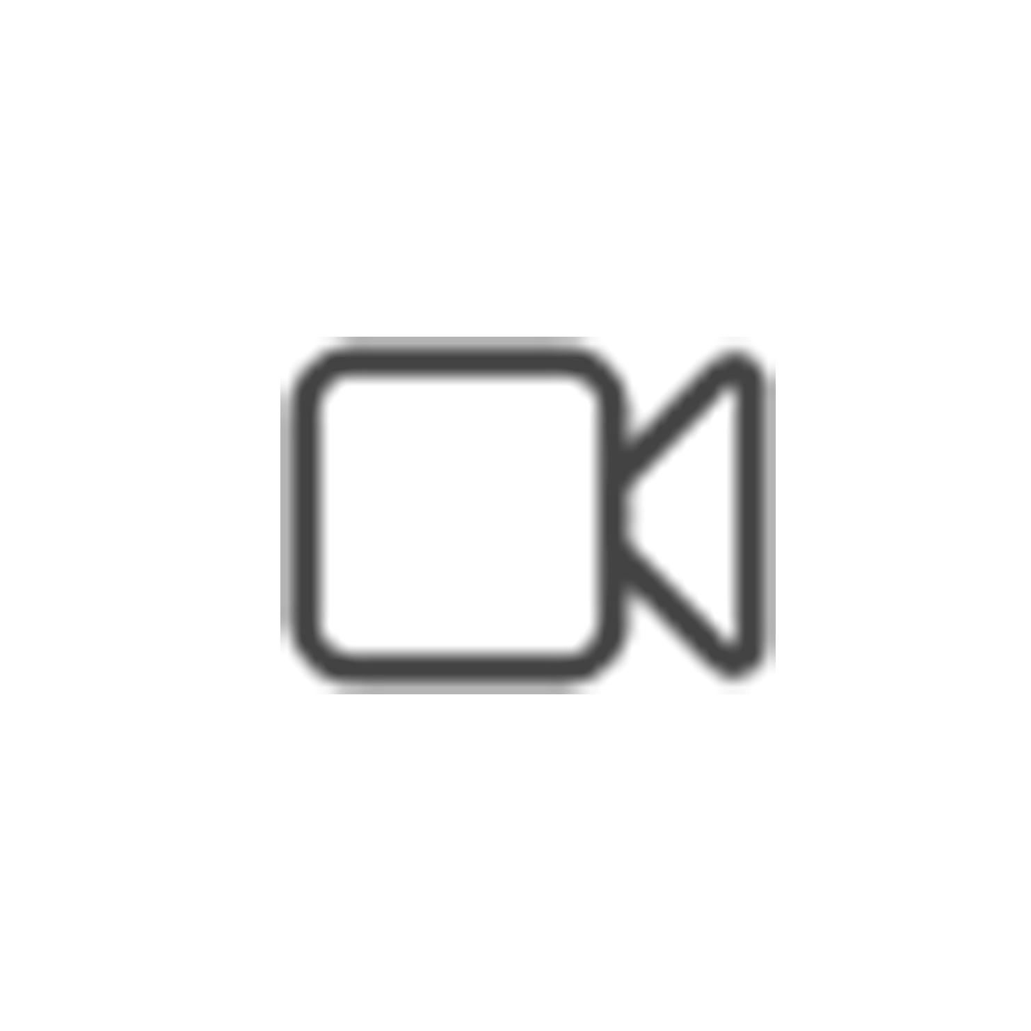 Icon of a video camera in black outline on a white background.