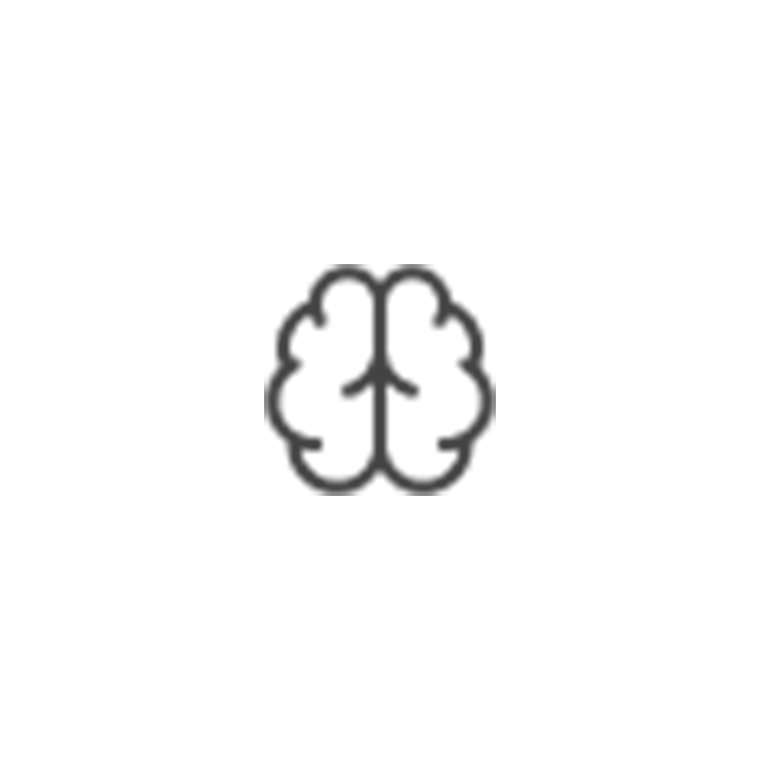 A simple, black and white illustration of a human brain.