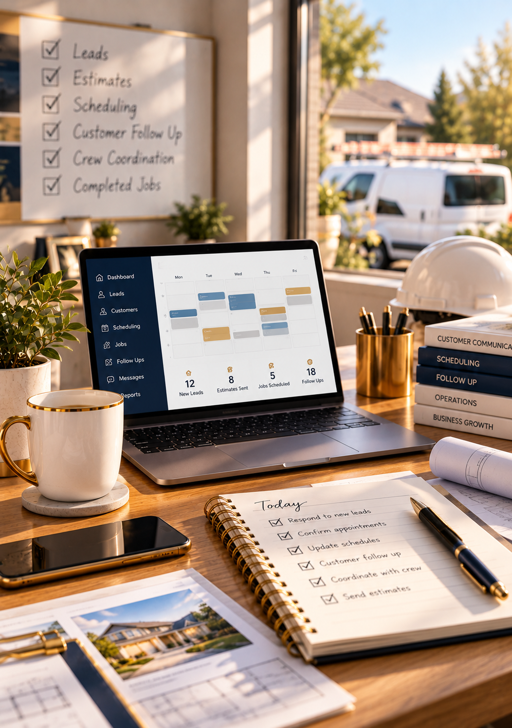 Virtual assistant scheduling jobs for a home and local service business