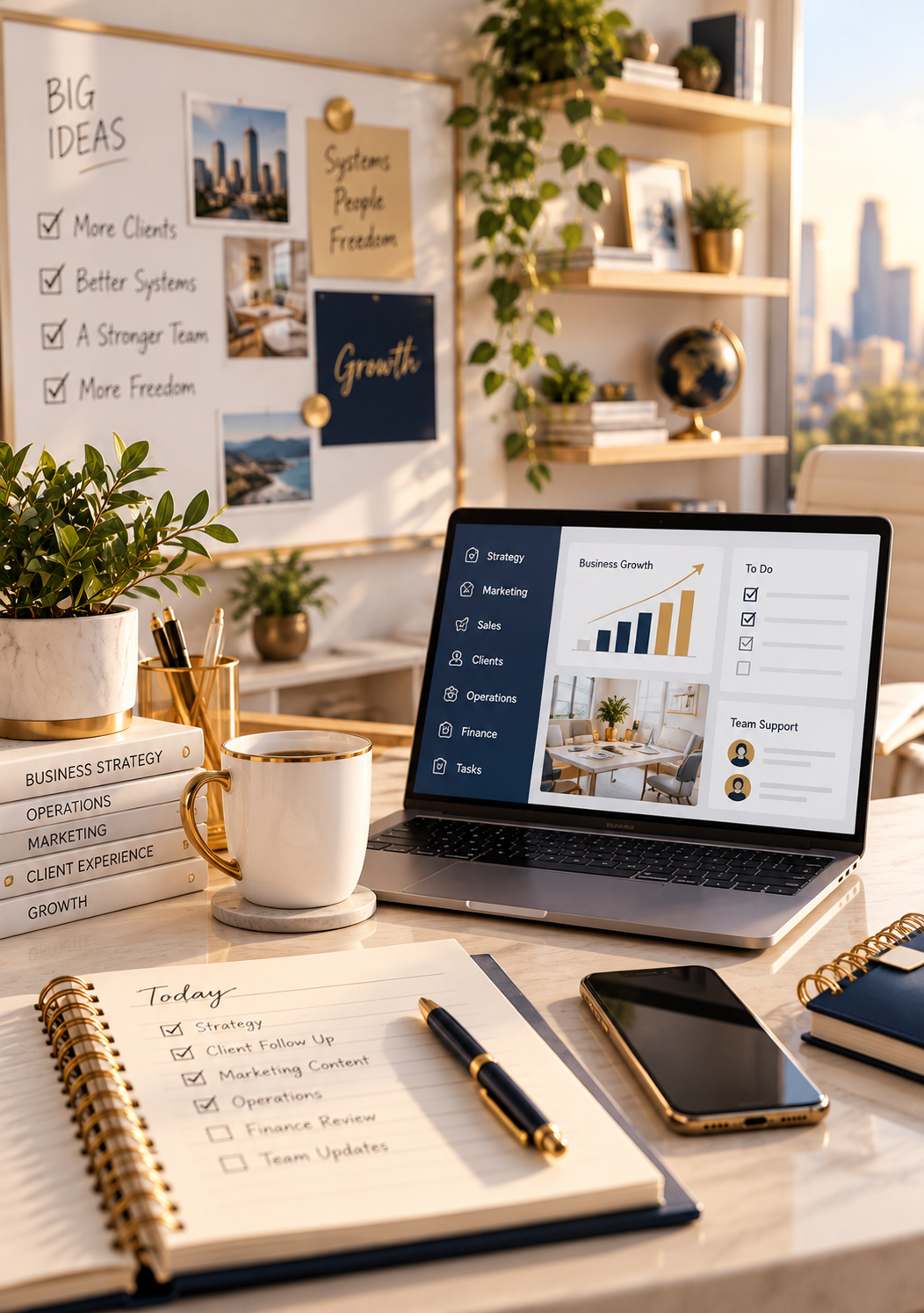 Virtual assistant tracking business tasks and reports for a growing entrepreneur