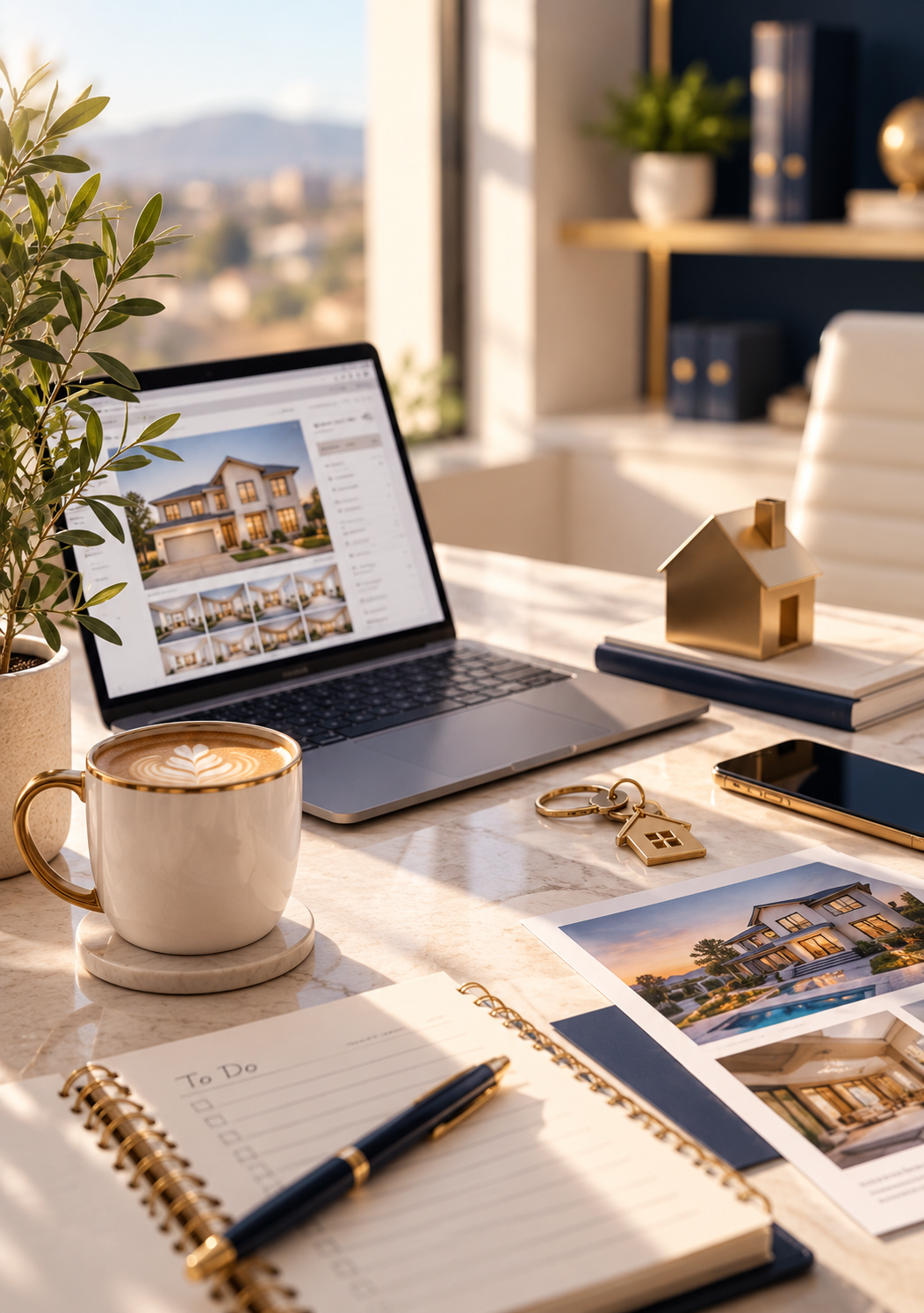 Real estate virtual assistant managing property listings and a CRM on a laptop