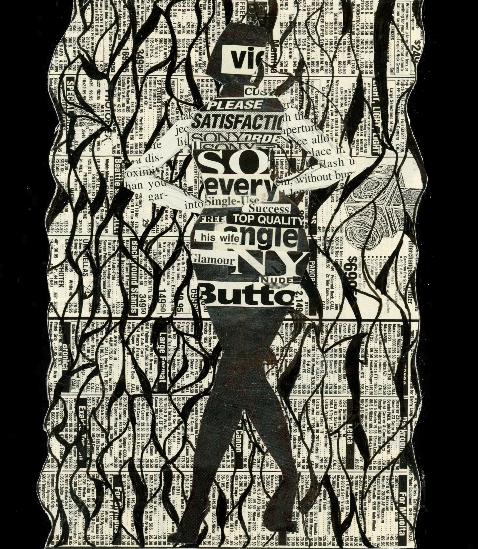 Mixed Media Collage (Newsprint, Ink, Paper)