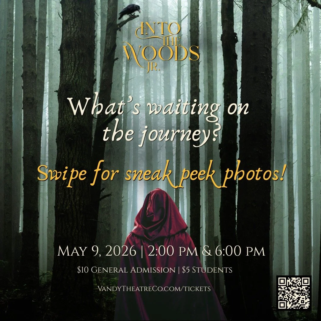 The woods are calling. 🌲✨

Swipe to meet the characters bringing Into the Woods, Jr. to life &mdash; witches, wishes, and one very memorable cow included.

🗓 May 9 | 2:00 PM &amp; 6:00 PM
📍 Vandegrift PAC
🎟 $10 General Admission | $5 Students
Van