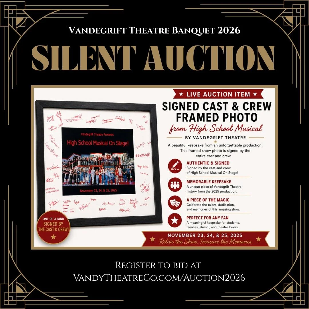 Post 2 of 2 &mdash; and this is where it gets sentimental. 🎭

Swipe to see the rest of our Silent Auction items, including signed cast &amp; crew framed photos from High School Musical On Stage (Nov 2025) and The Canterville Ghost (Jan 2026) &mdash;