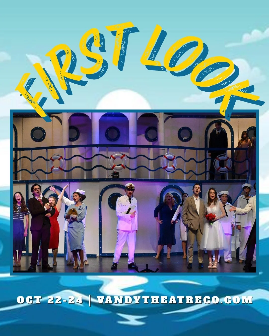 First look at Anything Goes! 📸 Can we talk about this set?! Our students are ready to sail. Four performances only, October 22&ndash;24. Tickets: vandytheatreco.com/tickets