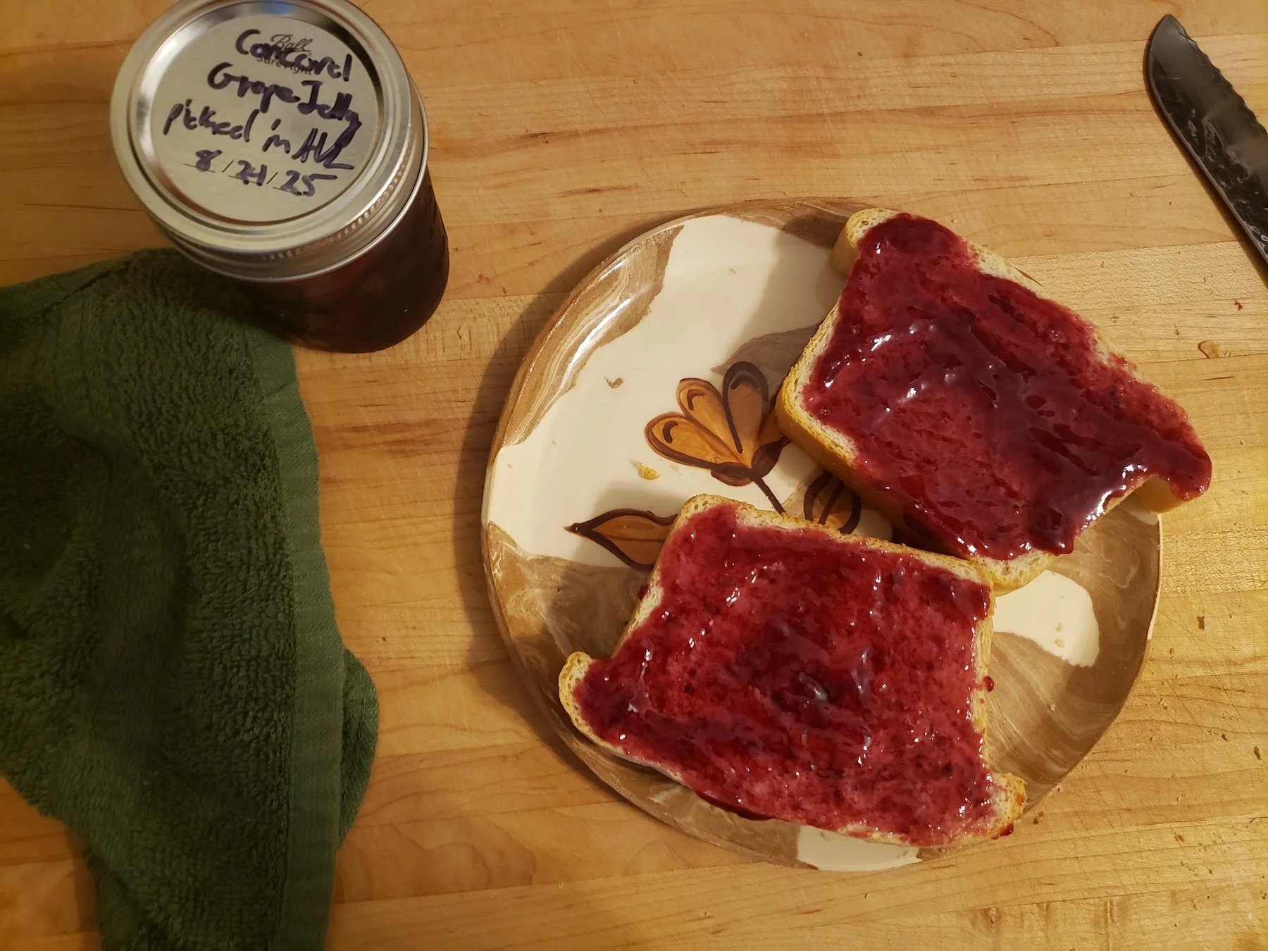 End of the Summer, Canning Concord Grape Jelly, Kitchen Pottery