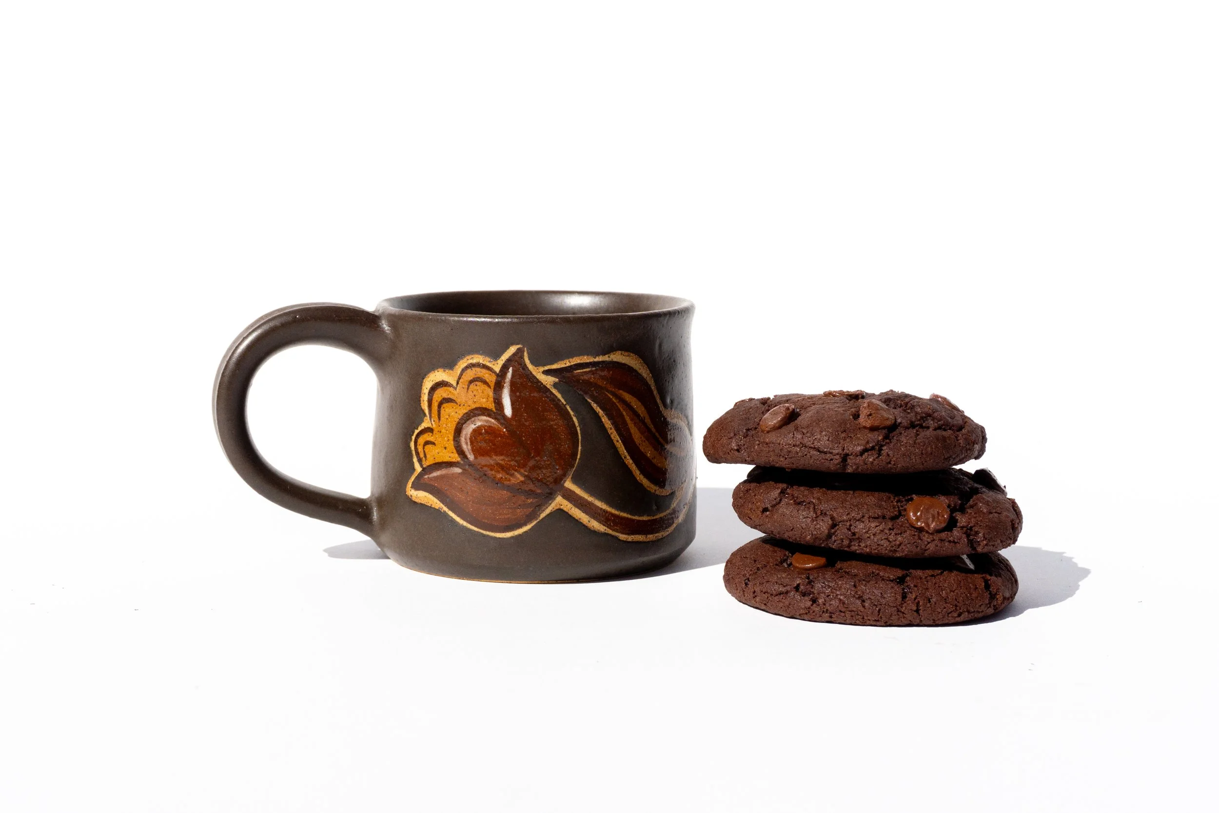 Brown Mug with Brown Flowers