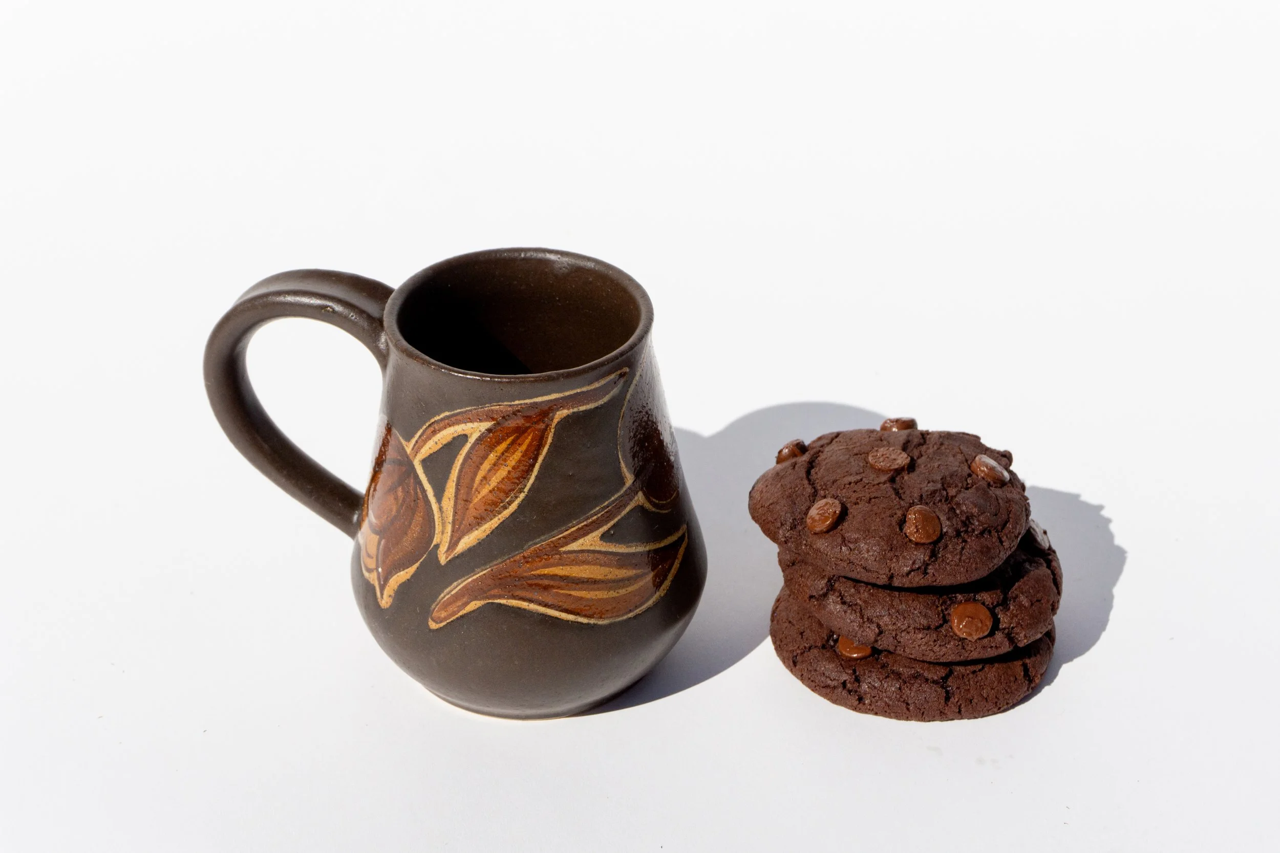 Brown Mug with Brown Flowers