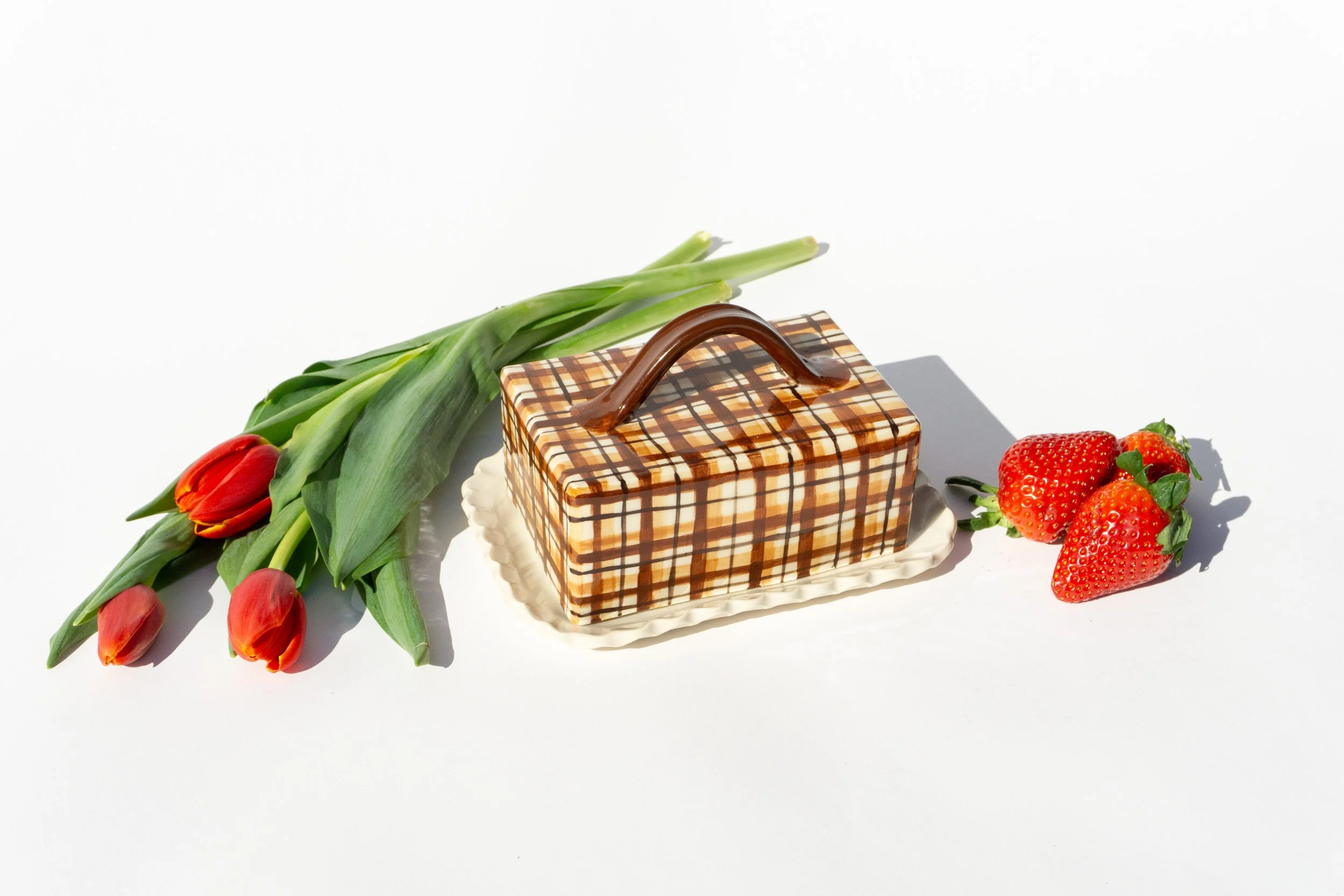 Plaid Butter Dish