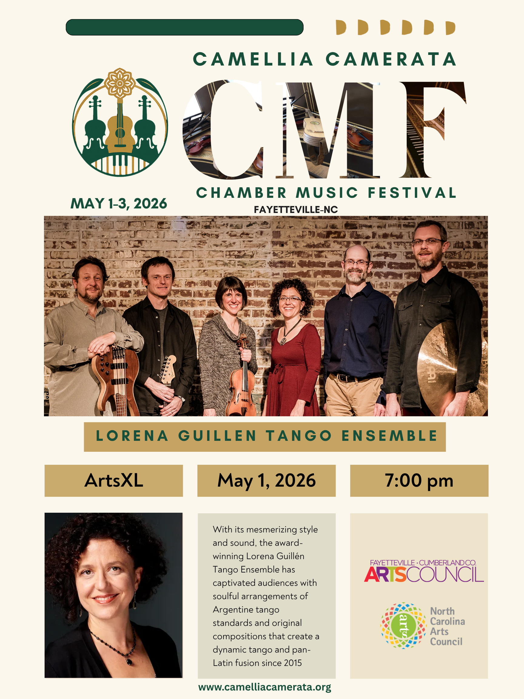Camellia Camerata Chamber Music Festival, featuring Lorena Guillen Tango Ensemble
