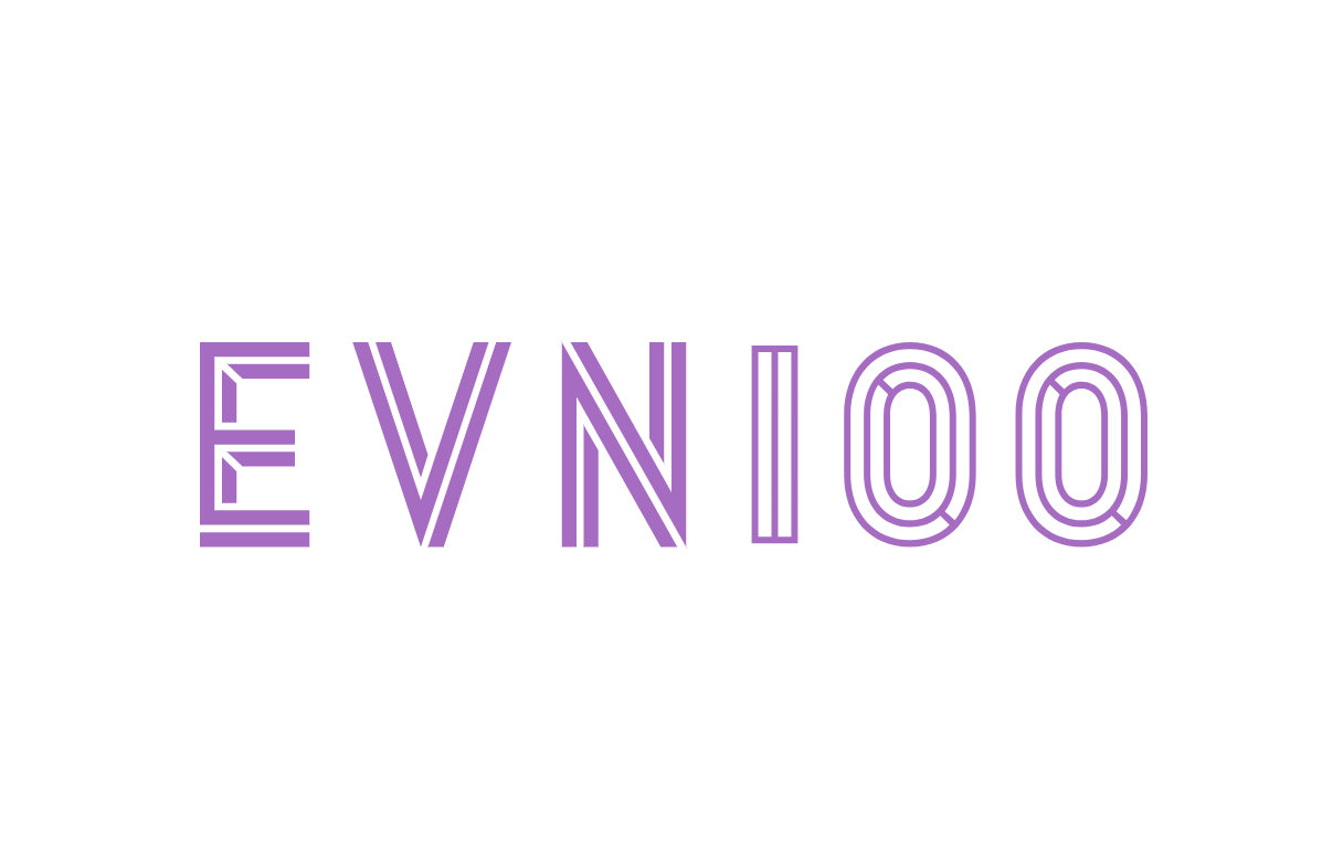 A white background with the word "EVNIQO" written in purple outlined letters.