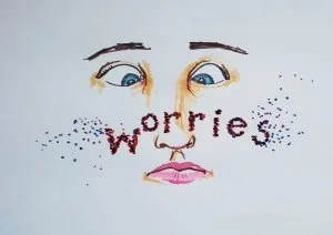 When things are right in your face, you go cross-eyed trying to see them clearly. Jesus’s request to “not worry” invites us to focus on what’s a little further away—without erasing or downplaying the worries right in front of us. Artwork by Maggie Gi