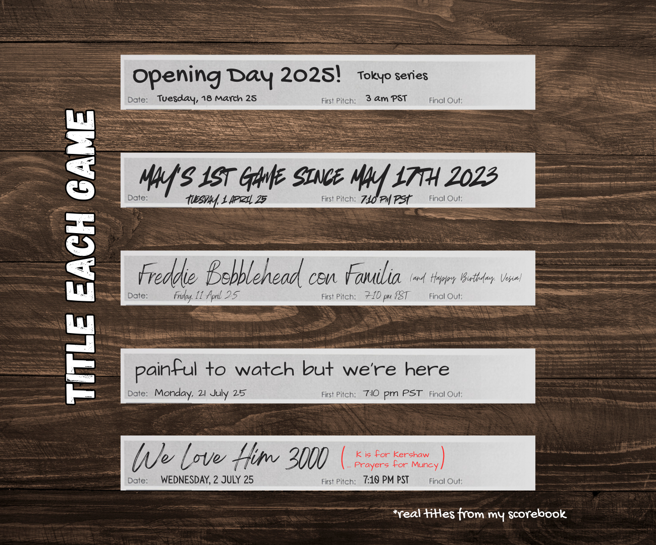 Every game is special. Give it a title to remember why.