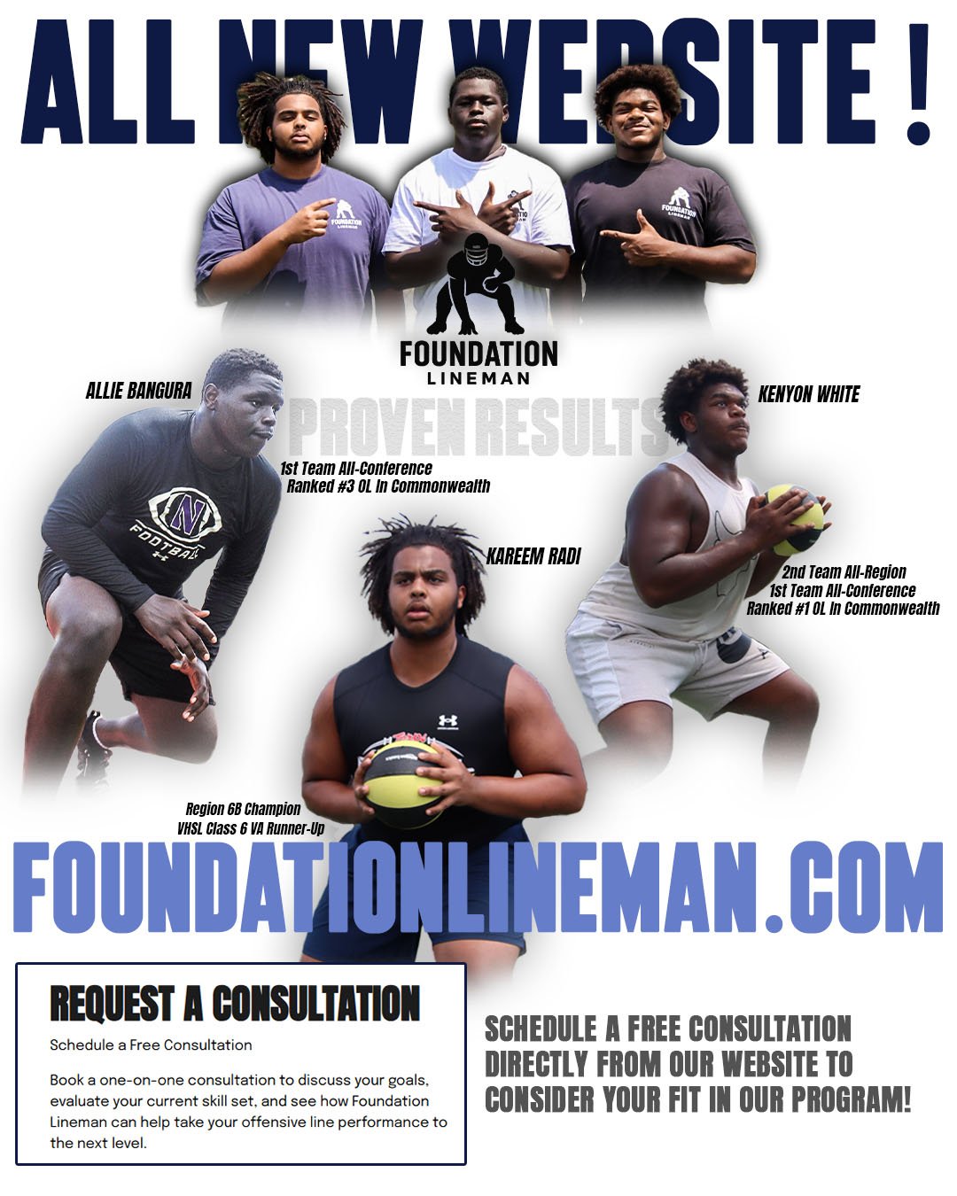 Everything Foundation Lineman, in one place. Visit (foundationlineman.com) to schedule your consultation and get started. The site features training videos, my mission, and a full breakdown of what I&rsquo;ve built.

This program is built on competit