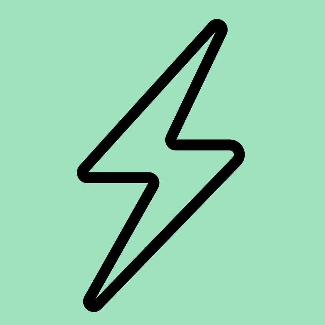 Black lightning bolt icon on a light green background.
