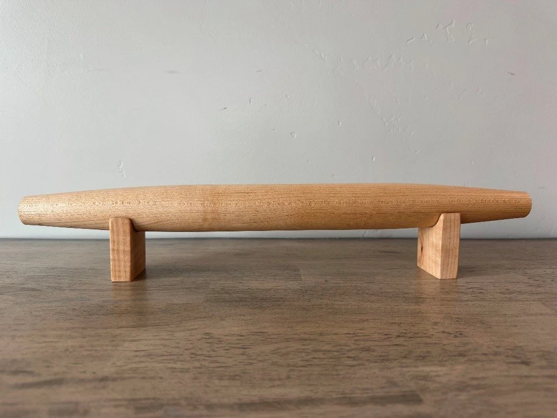 22" french style solid maple rolling pin simple line