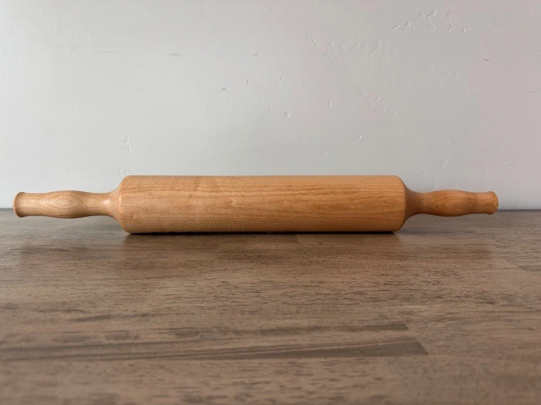 22" traditional style solid maple rolling pin simple line