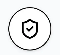 Shield icon with checkmark inside, representing security or protection.