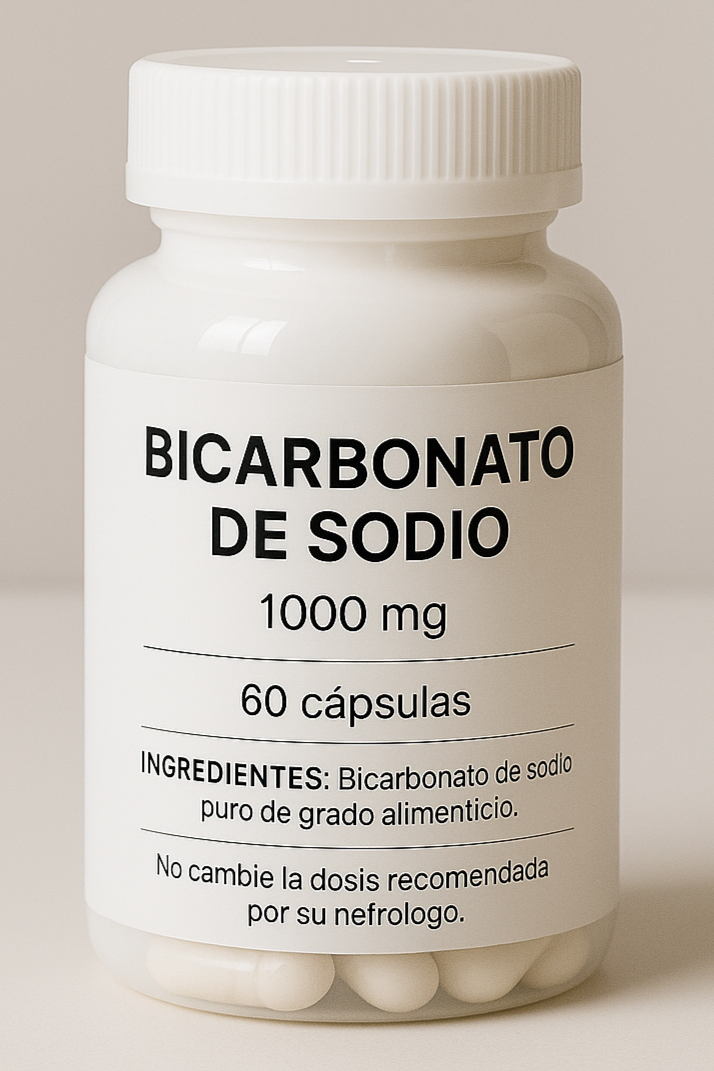 Los riñones son los encargados de eliminar el ácido de la sangre, cuando los riñones fallan se acumula ácido, el bicarbonato contribuye a aliviar la carga de ácido que no se puede eliminar.