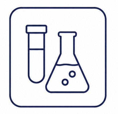 Tubo para toma de muestra sanguínea y un matraz de laboratorio  de los reactivos necesarios para procesar los análisis