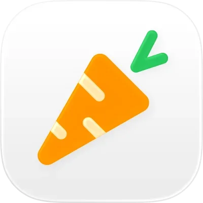 Illustration of a carrot with green leafy top.