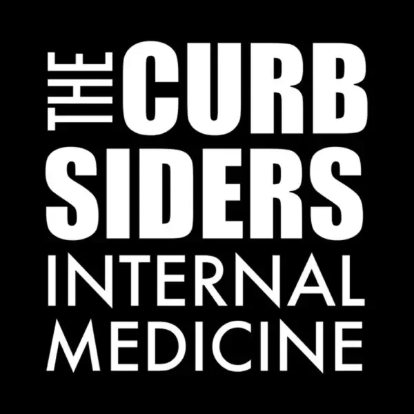 Text reading 'The Curb Siders Internal Medicine' in bold white letters on a black background.