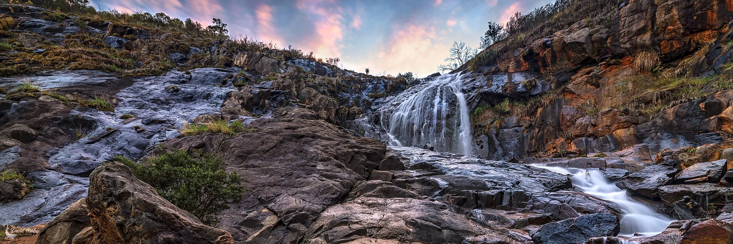 Lesmurdie Falls in the hills of Perth. Near impossible to get a decent shot of this location nowadays as the rocks are crawling with people. This shot taken a number of years back. (LF03)