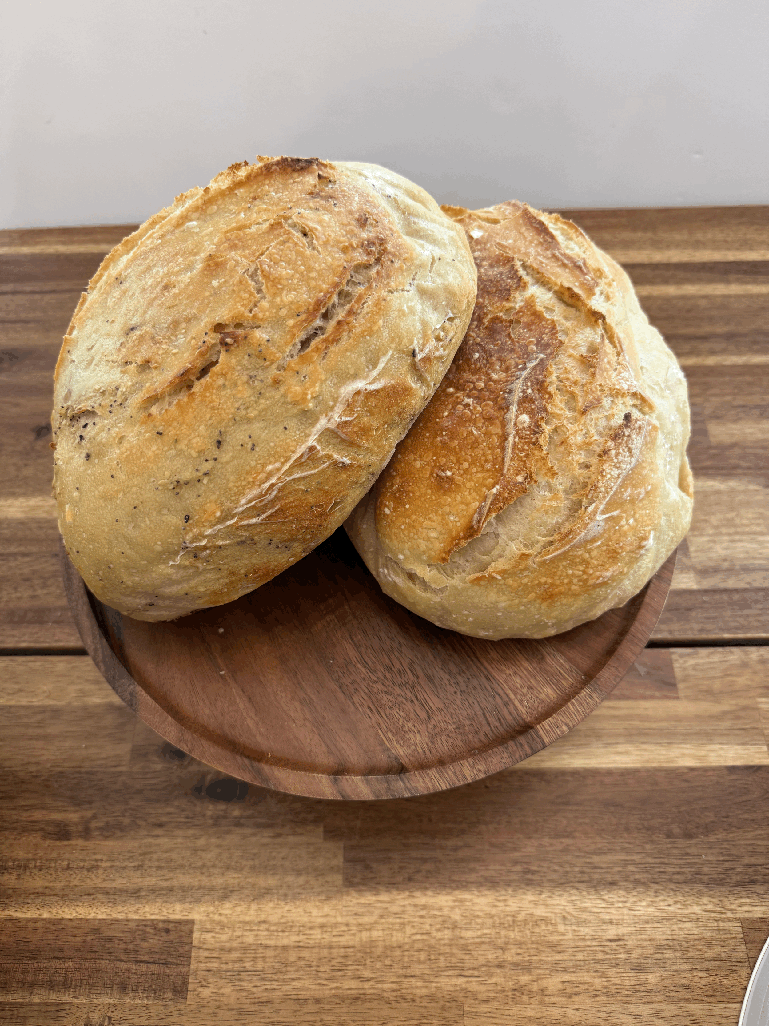 Sourdough $10-$12
Our signature sourdough is made the slow, natural way- fermented over time to develop flavor and baked to golden, crusty perfection. With a chewy interior, tangy notes, and a rustic look, it’s the kind of loaf that turns toas