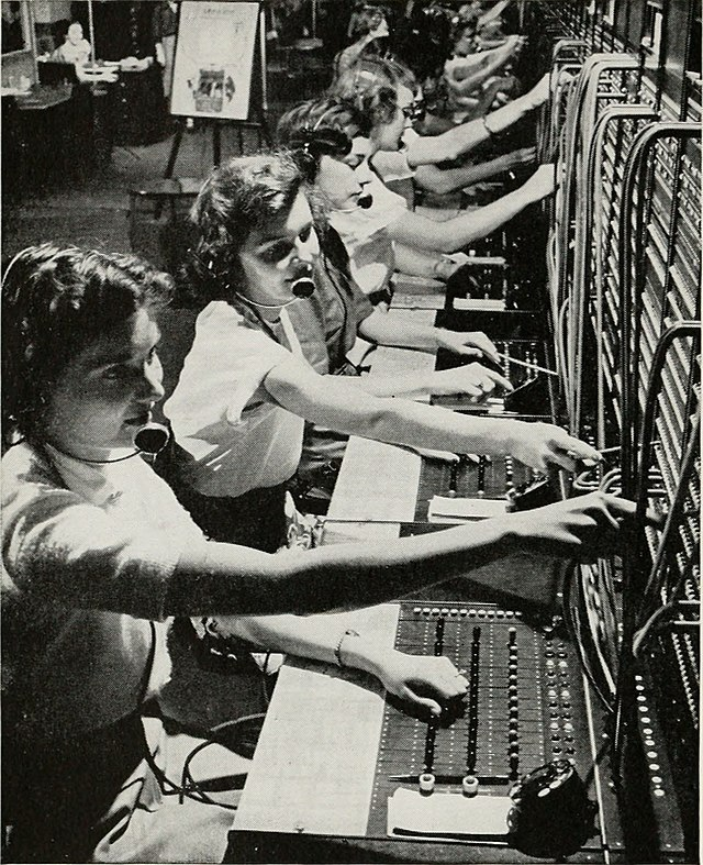 Bell Canada switchboard operators, all women, in 1922