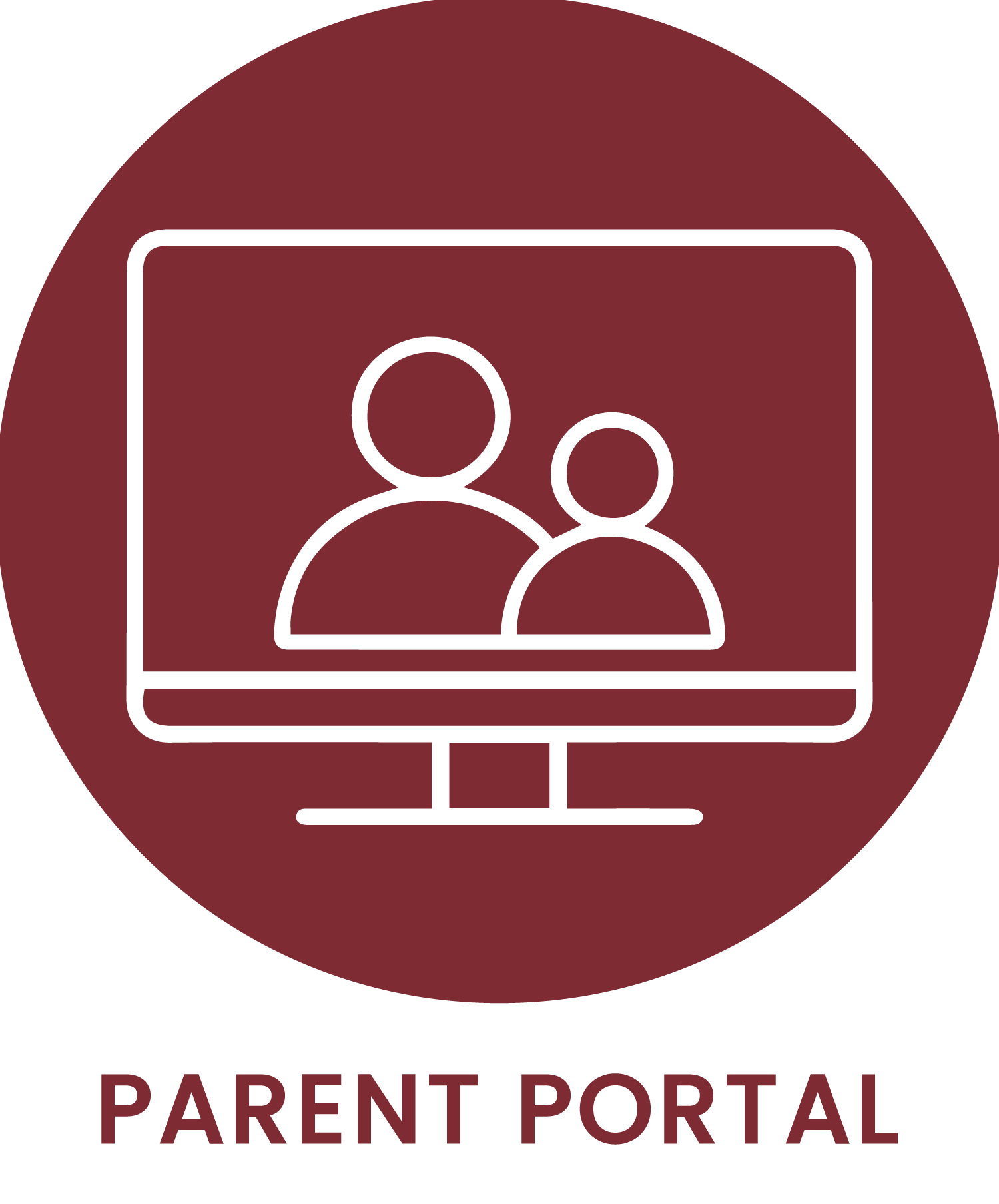 Icon of a computer screen displaying two simplified people, with the text 'Parent Portal' below.