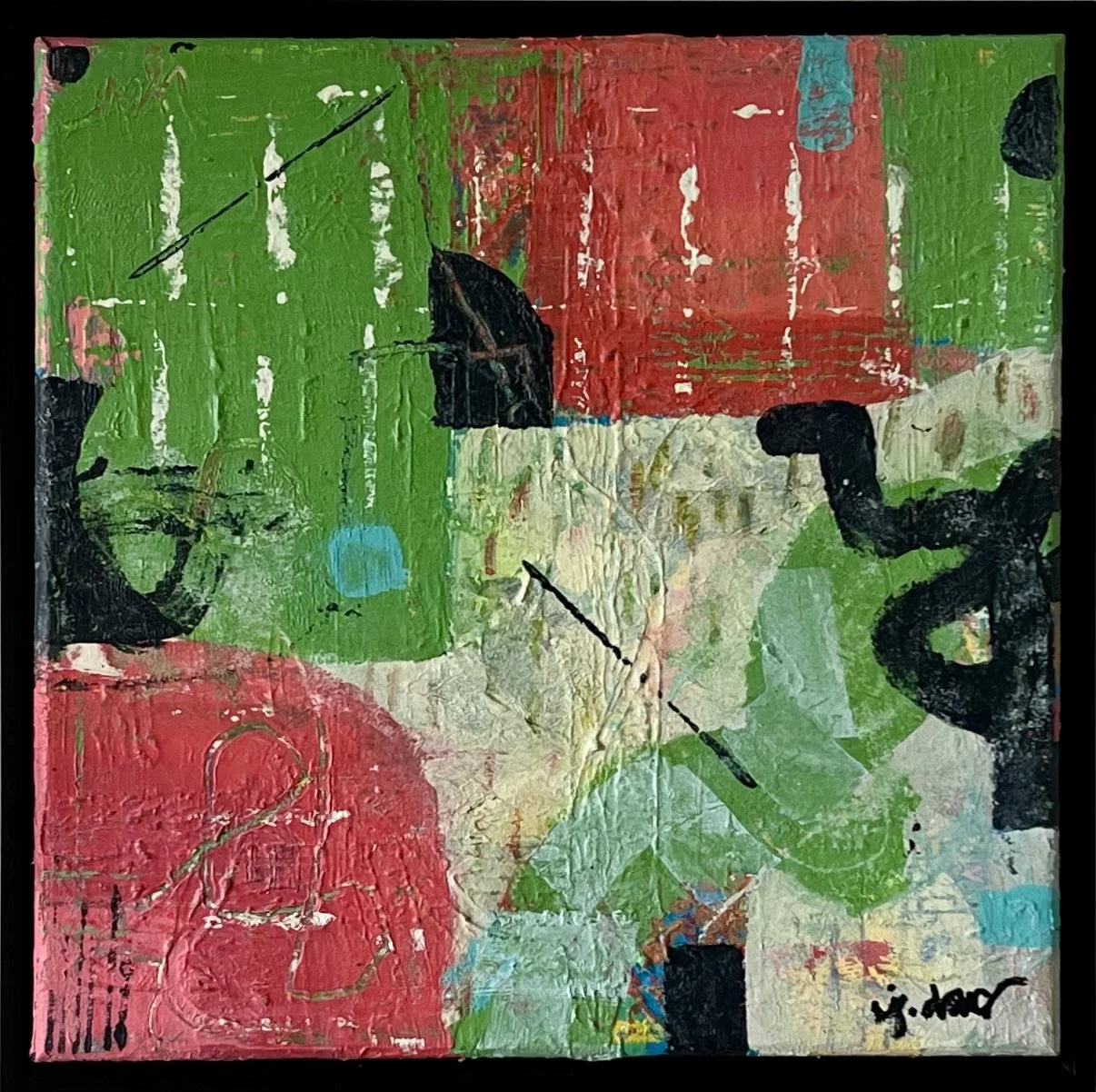 FACADE, acrylic on canvas, framed, 12 x 12 in, 2024