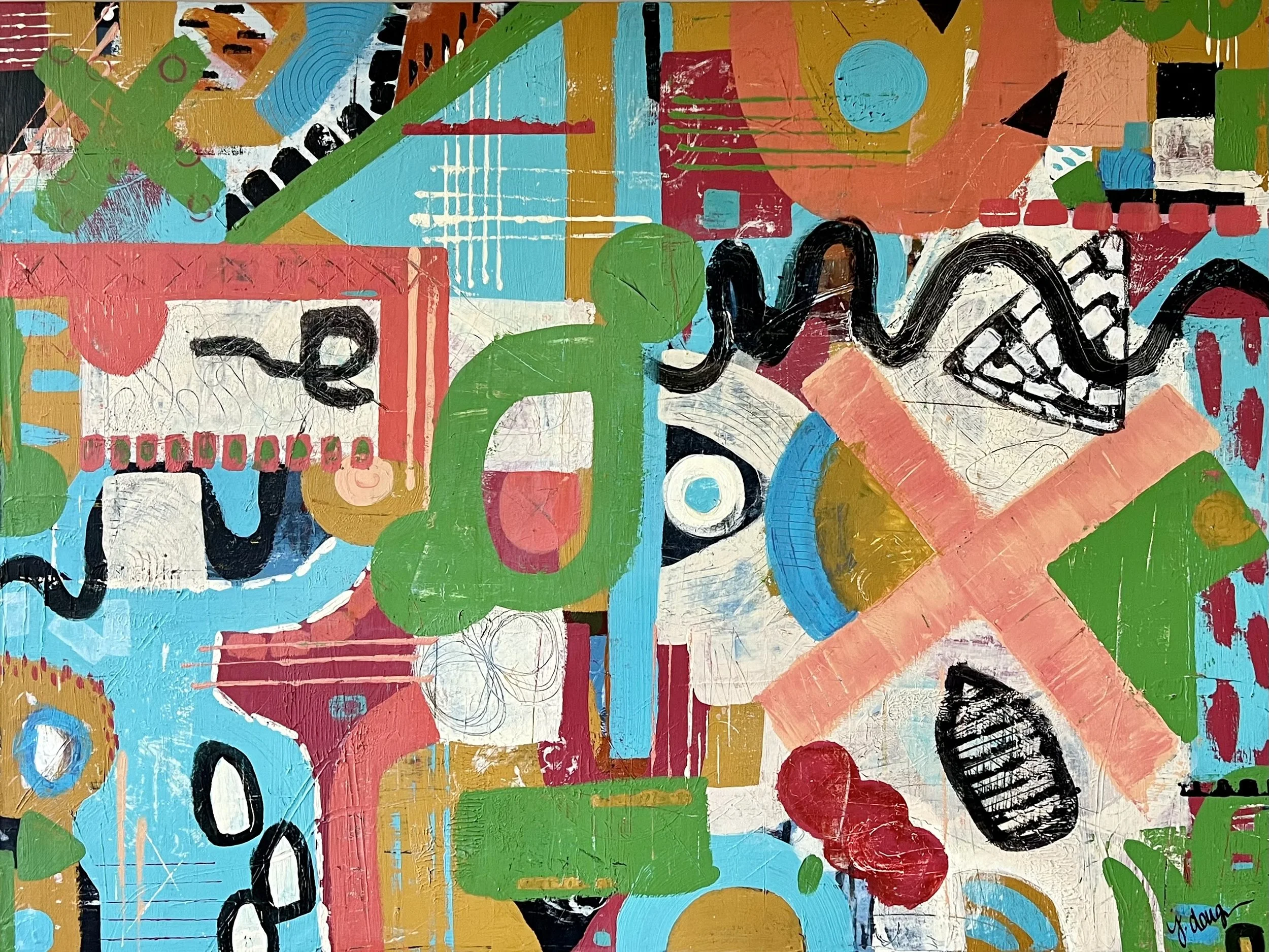 DELTA ECHOES AND TOLTEC REVELATIONS, acrylic on canvas, 48 x 36 in, 2024
