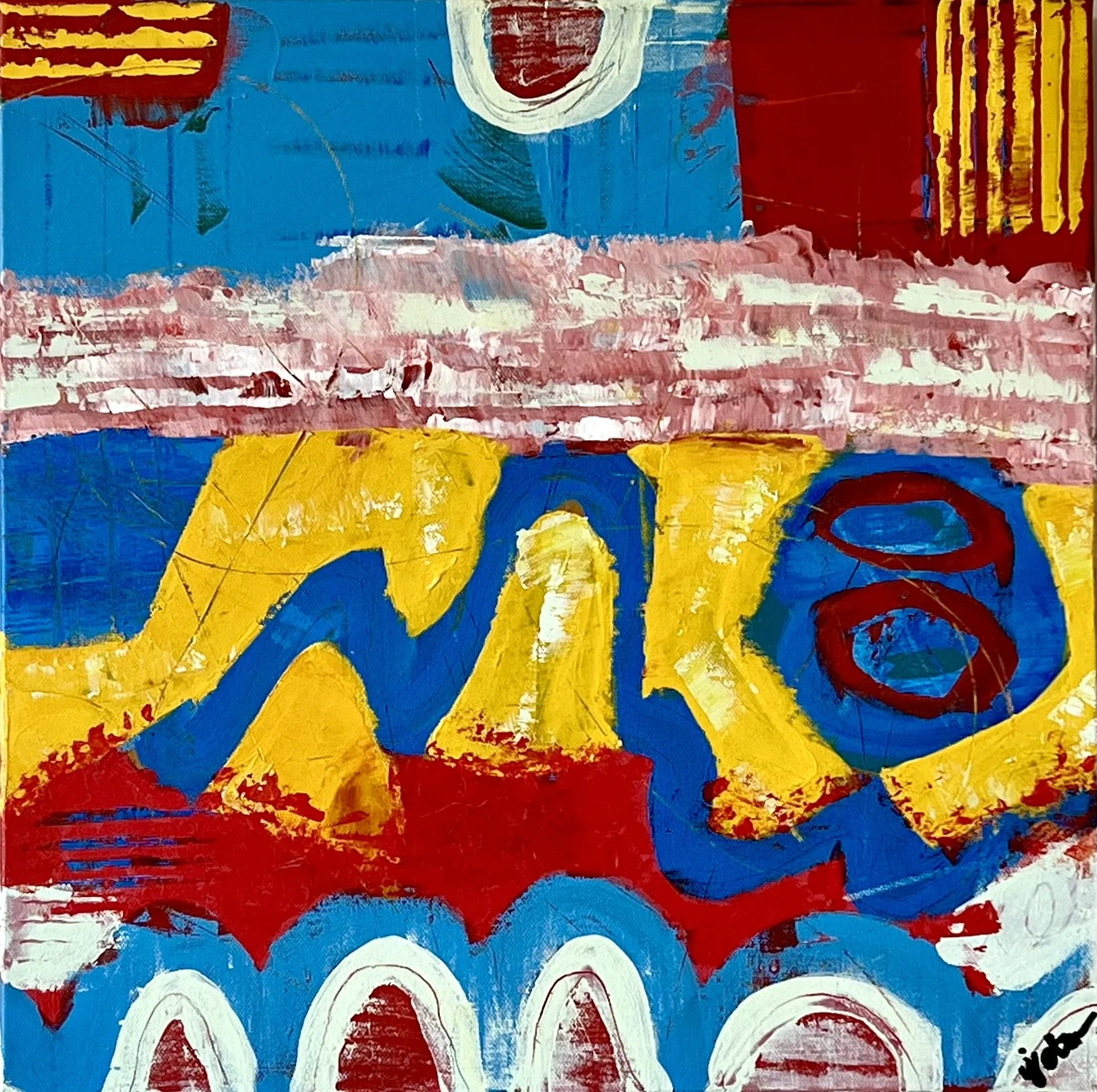 CHROMATIC CURRENTS, acrylic on canvas, 16 x 16 in, 2024