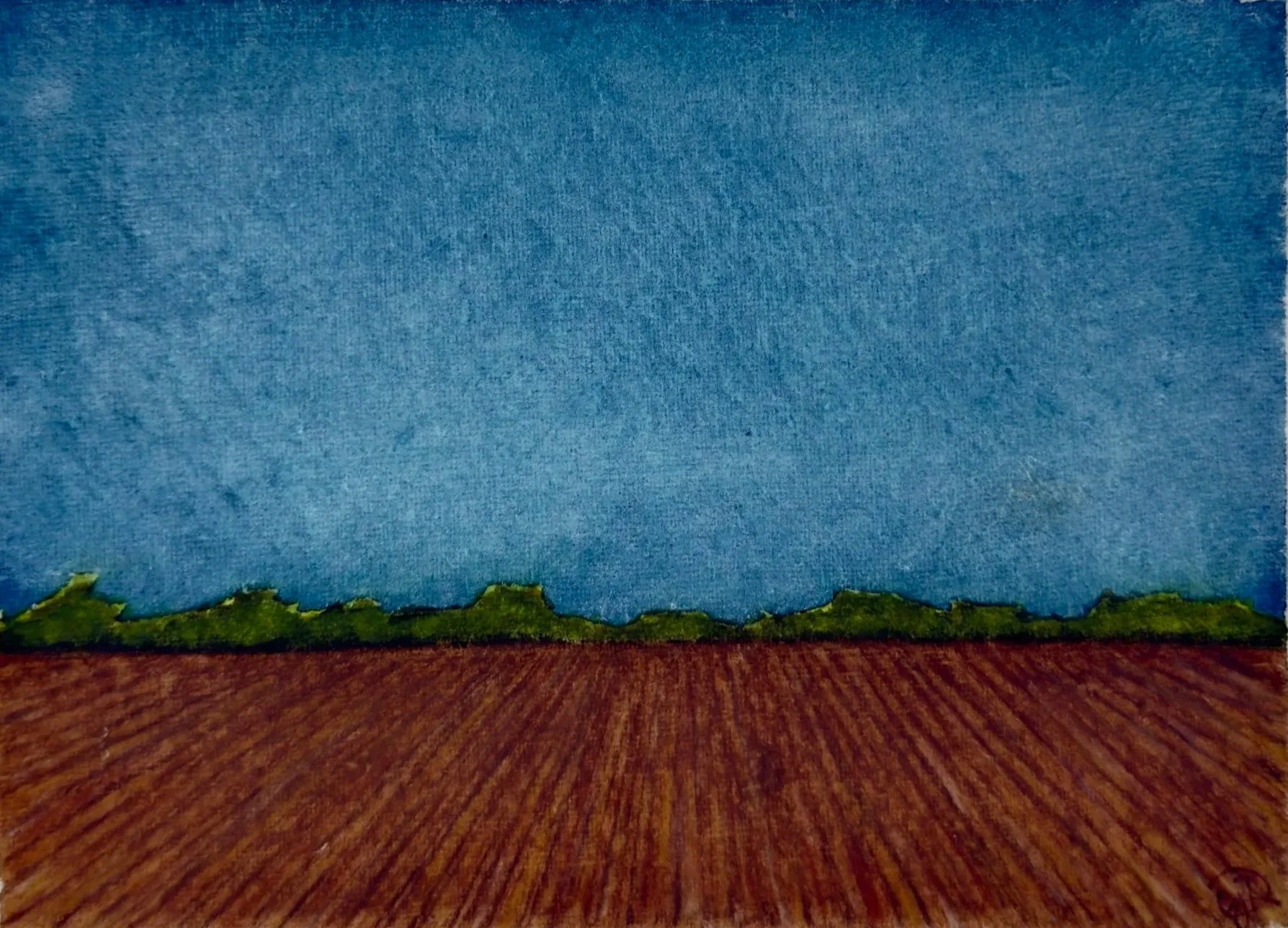 DELTA ROWS NO. 7, watercolor on paper, mounted on mat board, 10 x 8 in, 2025