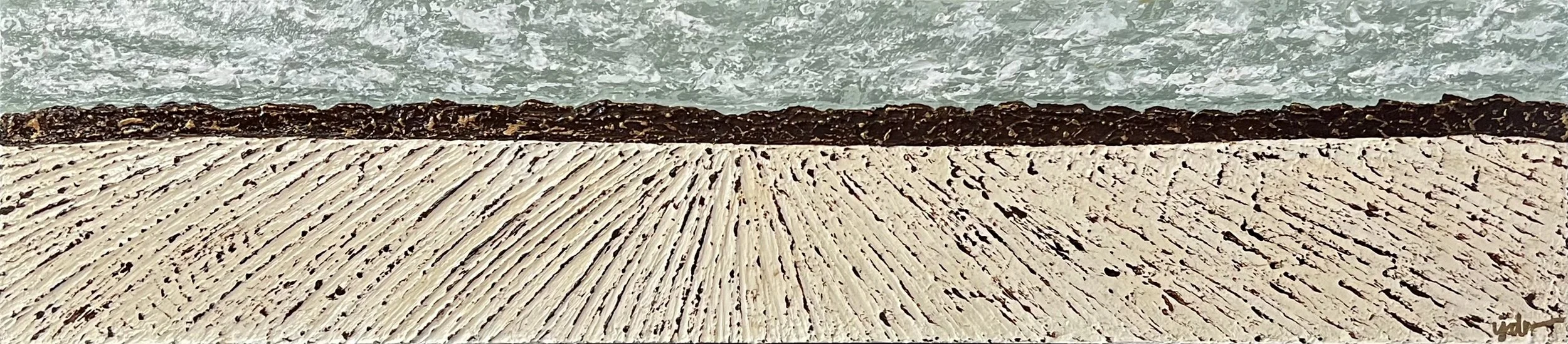 ROOTED IN ROWS, acrylic on cradled wood, 36 x 8 in, 2025, Sold