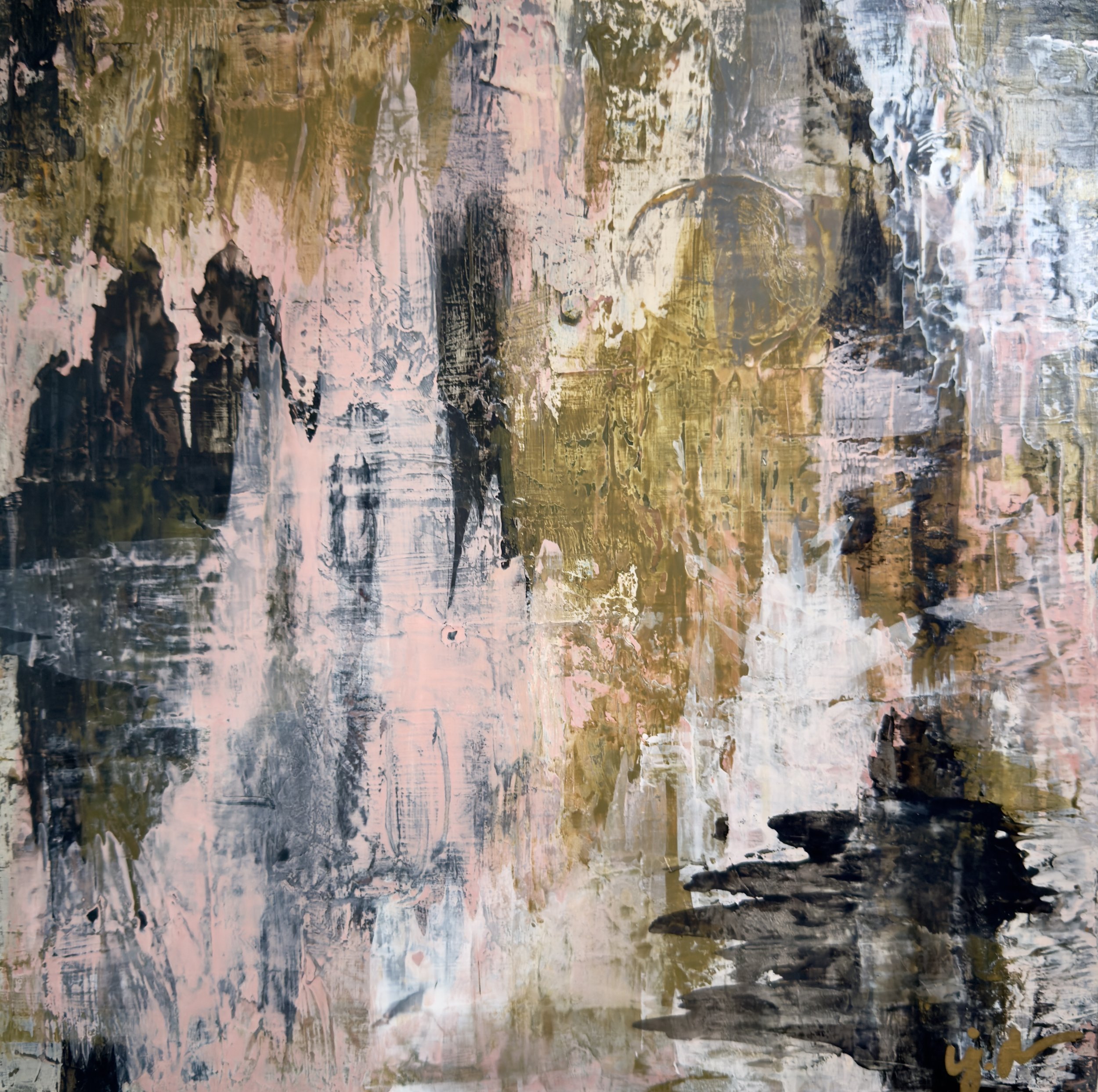 CAD LOOKS LIKE A ROSÉ, acrylic on cradled wood panel, 12 x 12 in, 2025