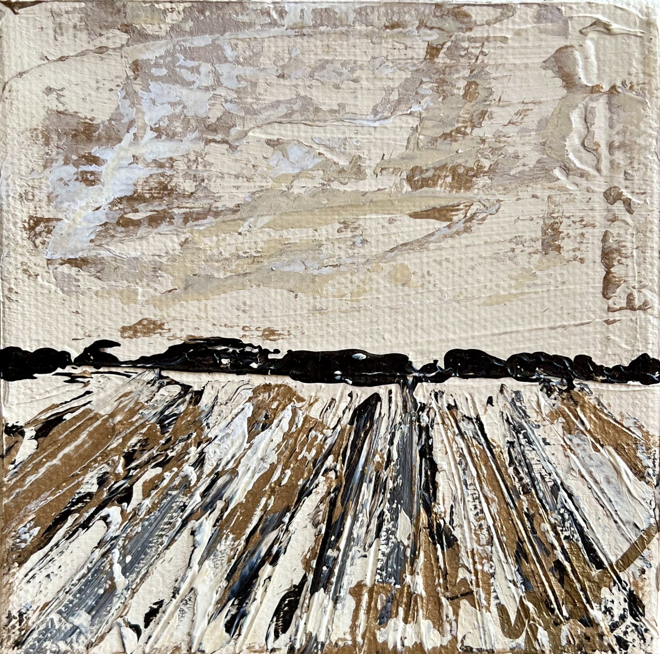 DELTA GOLD NO. 1, acrylic on canvas, 4 x 4 in, 2024