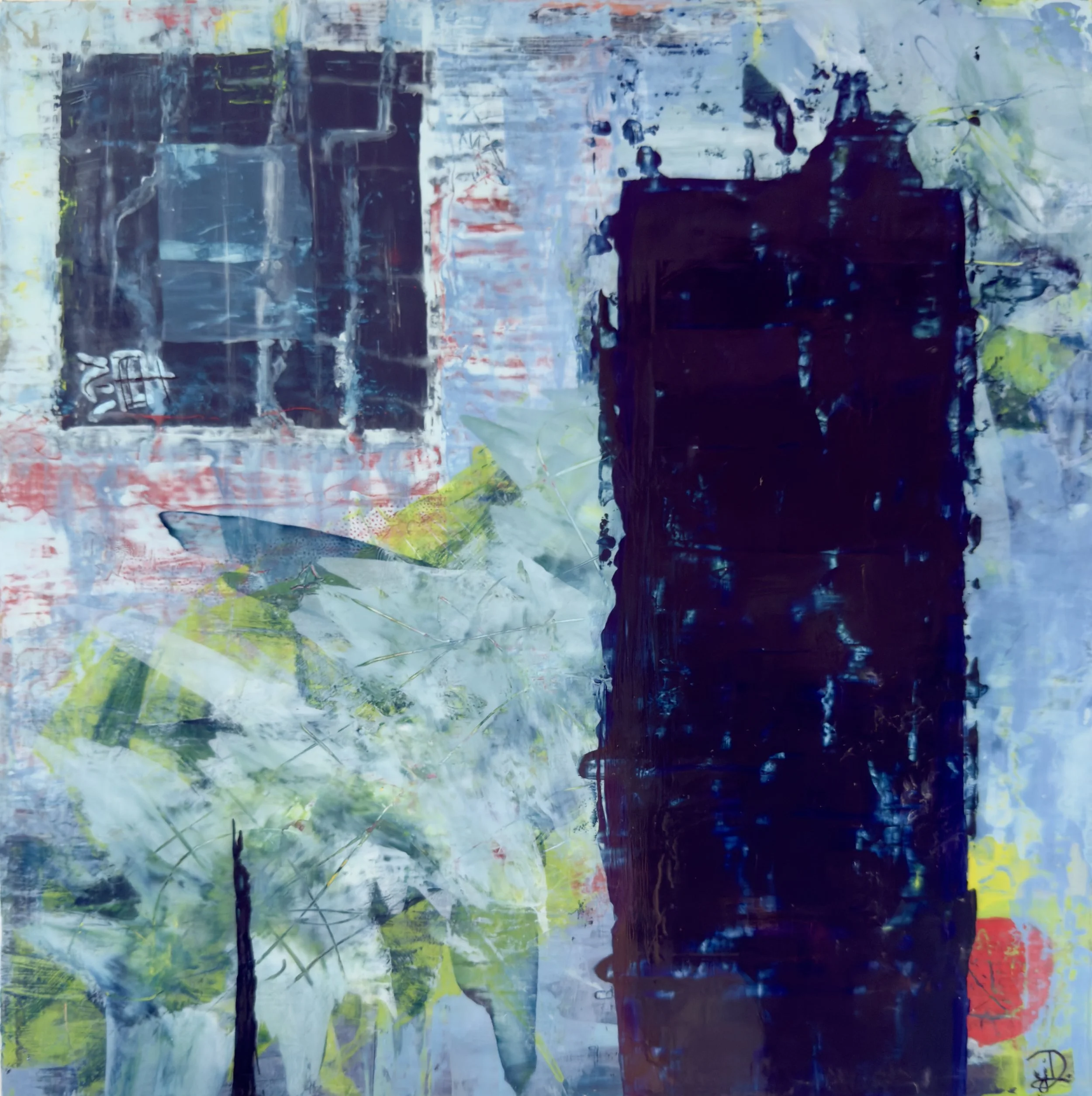 TOKYO SUN, acrylic on cradled wood panel, 12 x 12 in, 2025