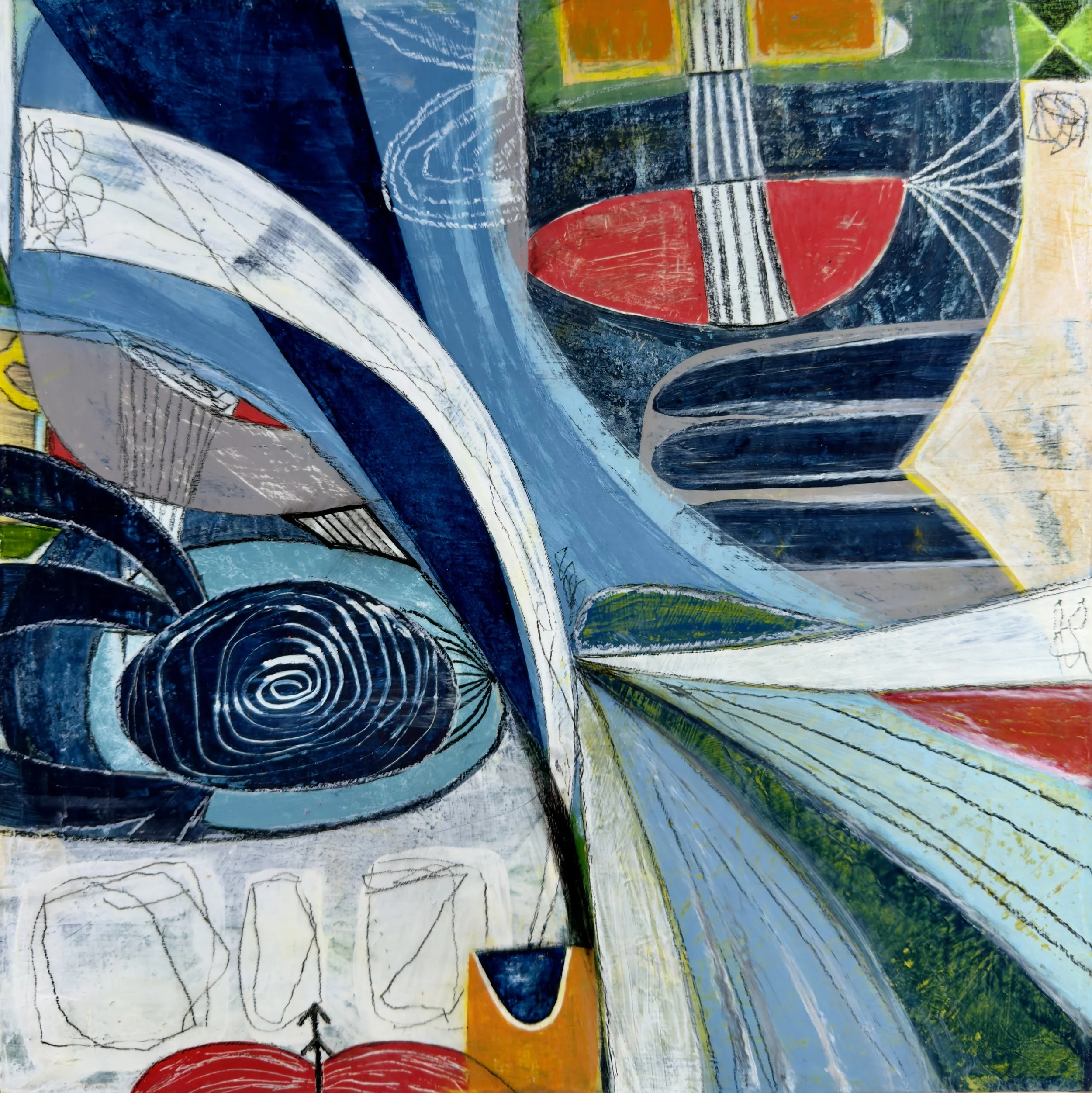 FEELING, acrylic on cradled wood panel, framed, 12 x 12 in, 2025, NFS