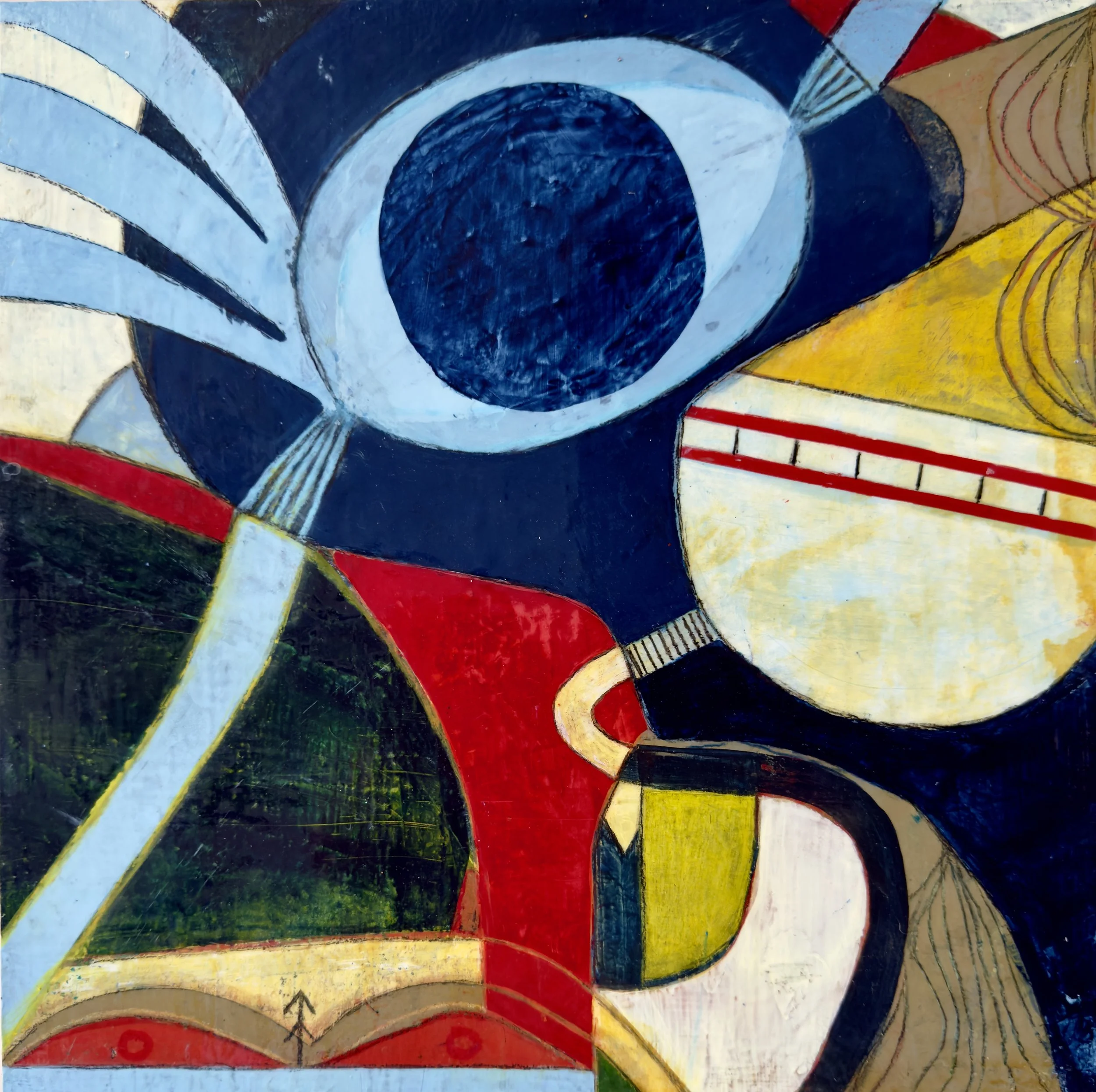 SHIFTING, acrylic on cradled wood panel, framed, 12 x 12 in, 2025, Not available