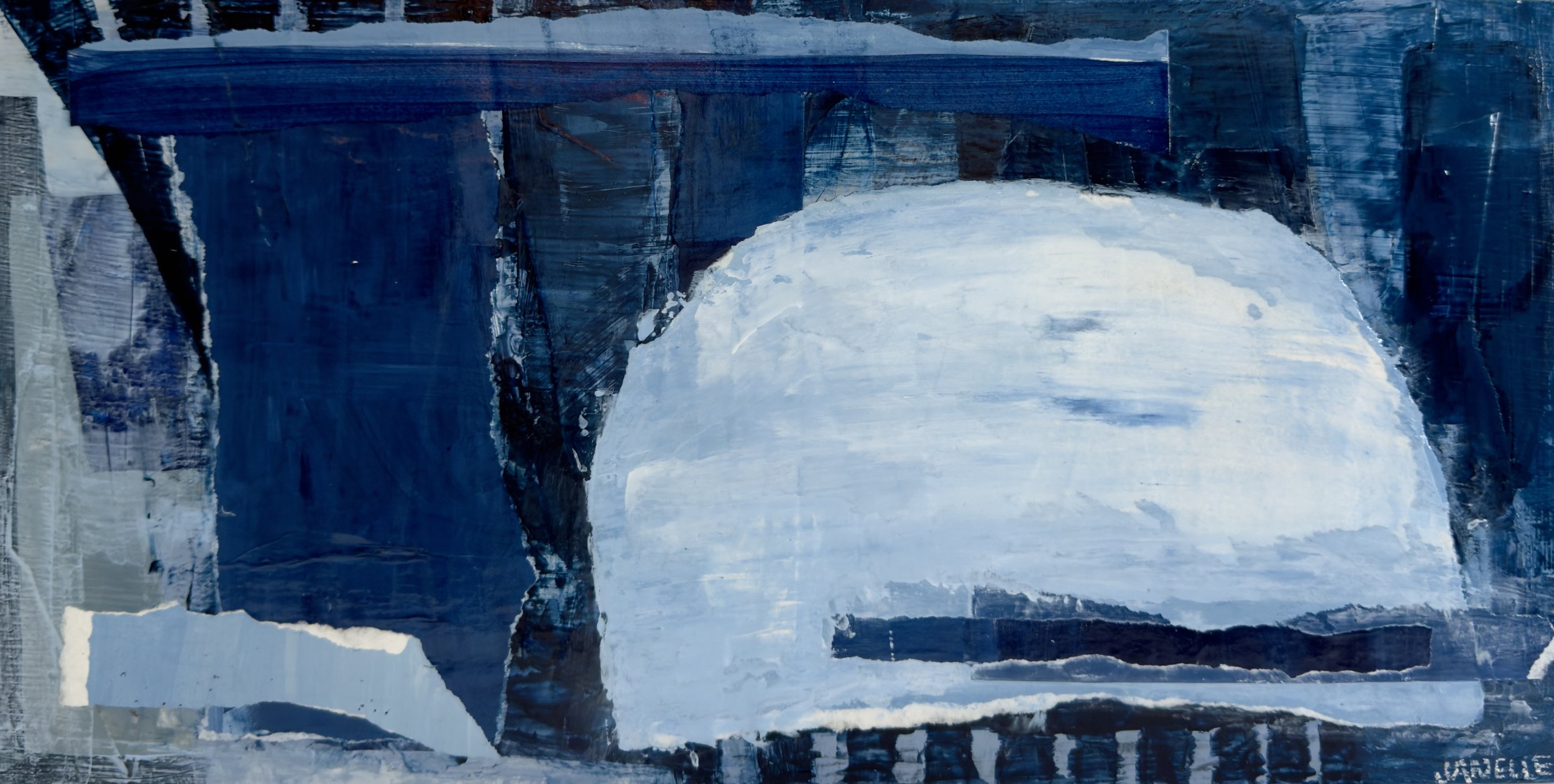 QUIETUDE, acrylic/mixed-media on wood, 16 x 8 in, 2025